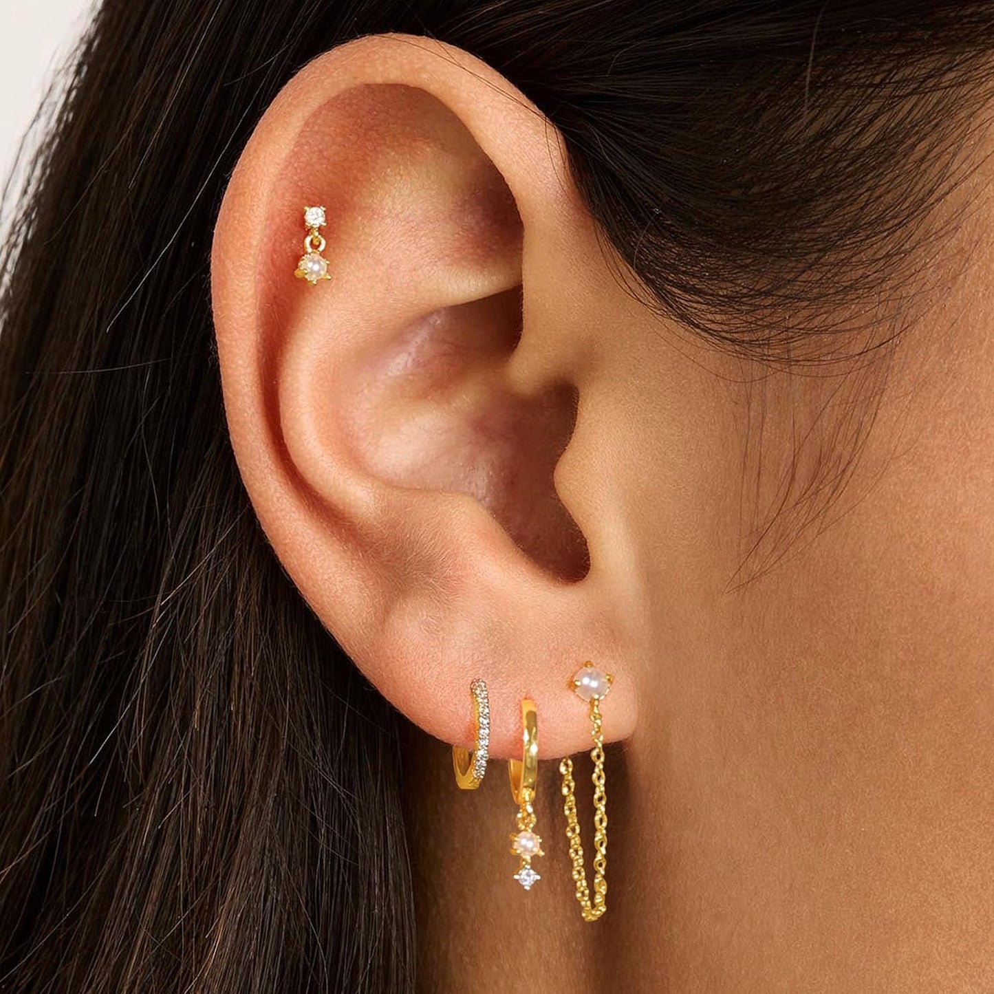 SELSHE Aretes chapados en oro para mujer, chapados en oro de 14 qui...