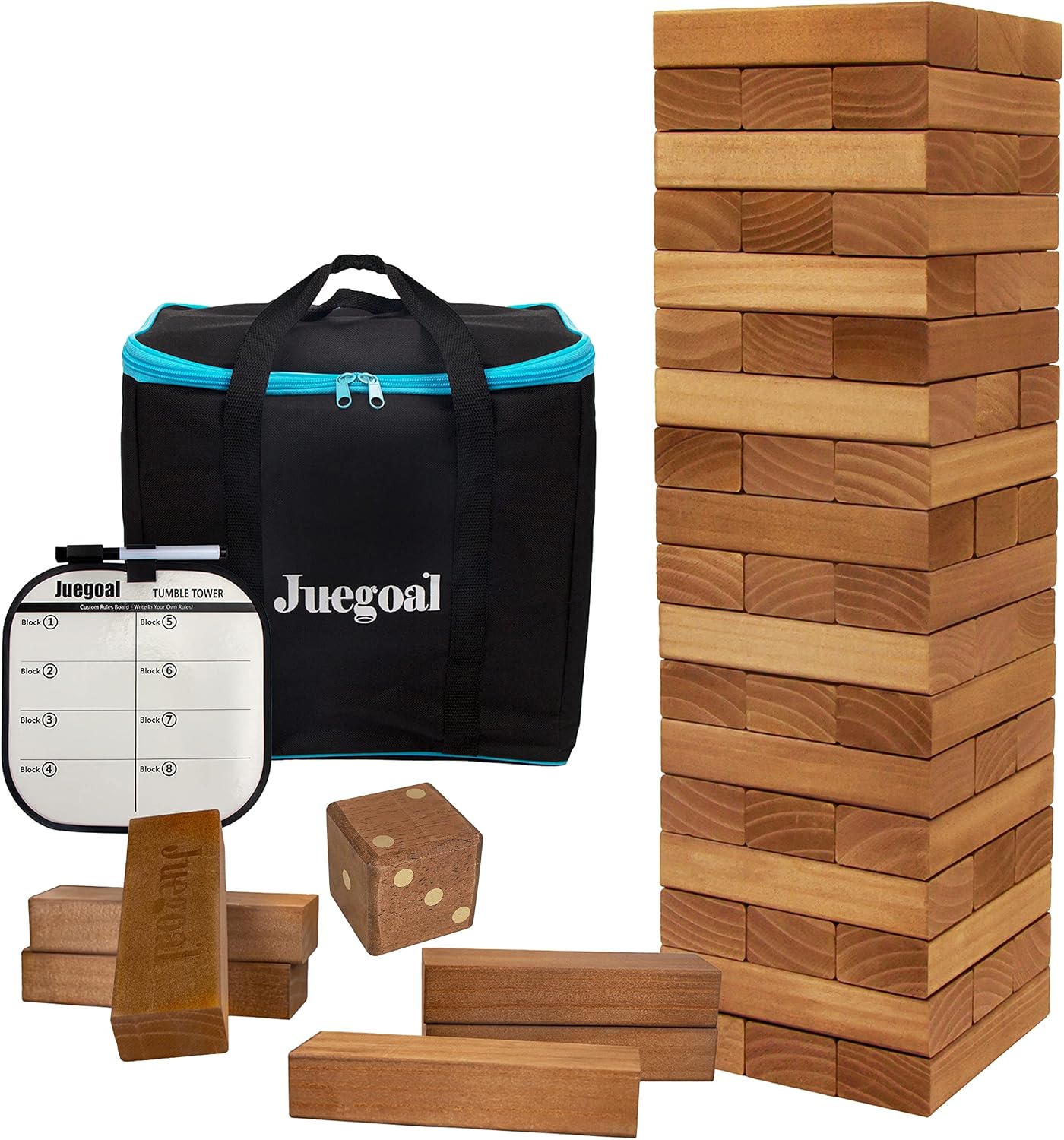 Juegoal Juego de bloques gigantes de torre de caída de 54 piezas, j...
