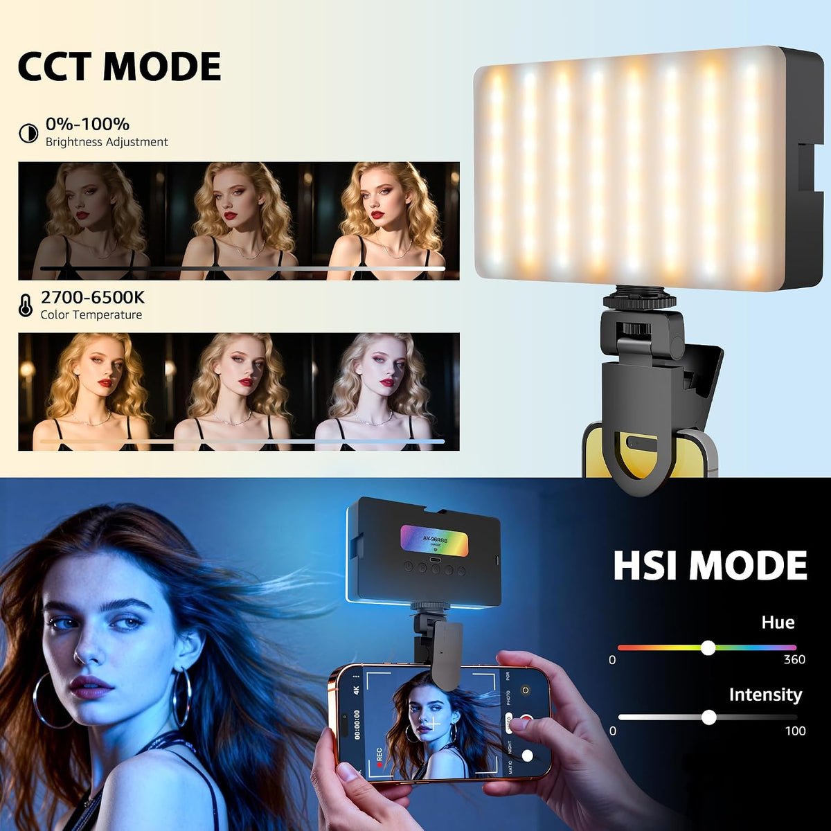 NiceVeedi Luz RGB para selfie, 138 cuentas LED, luz de cámara a tod...