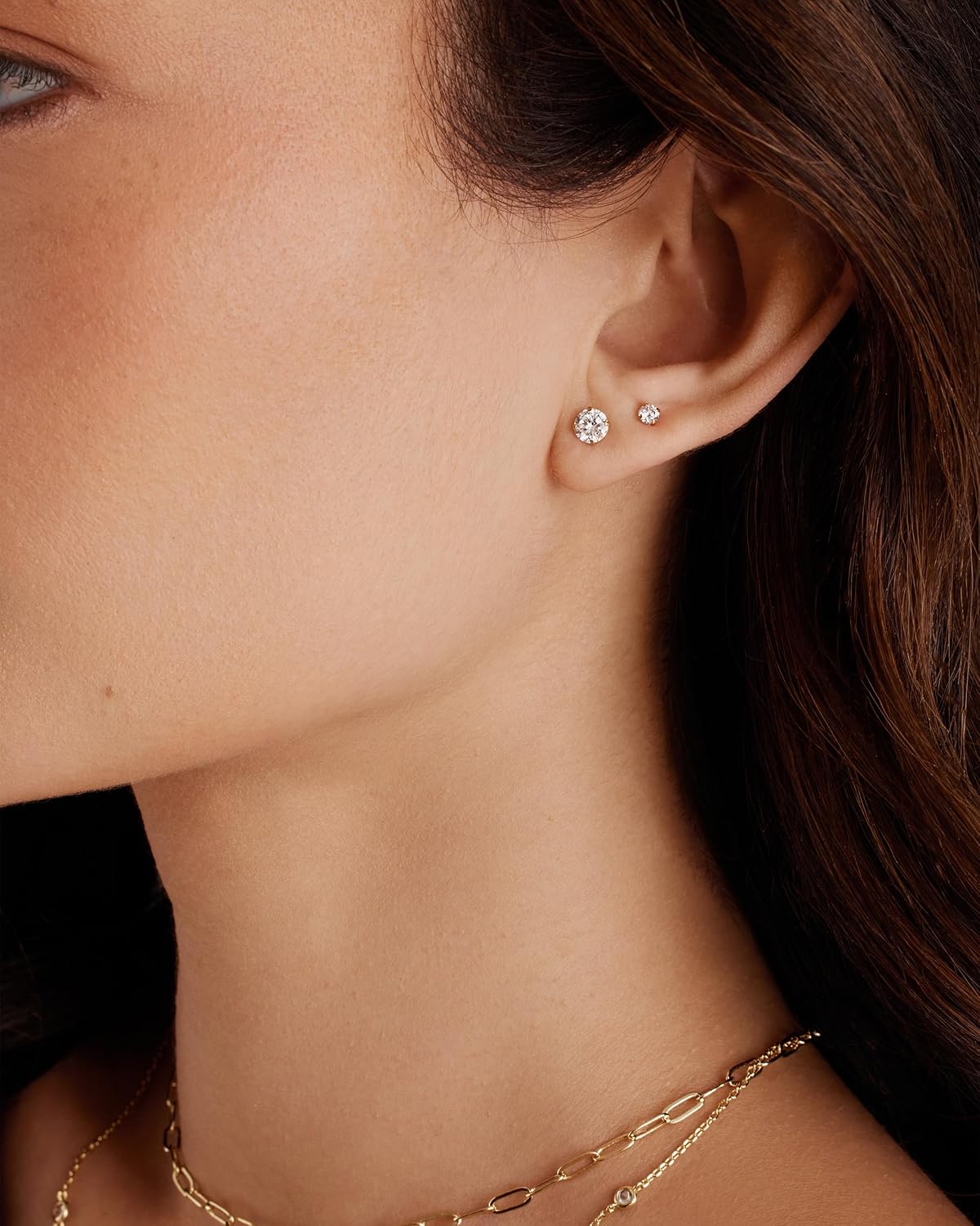 PAVOI 5 pares de aretes de tuerca impermeables para mujer, acero in...