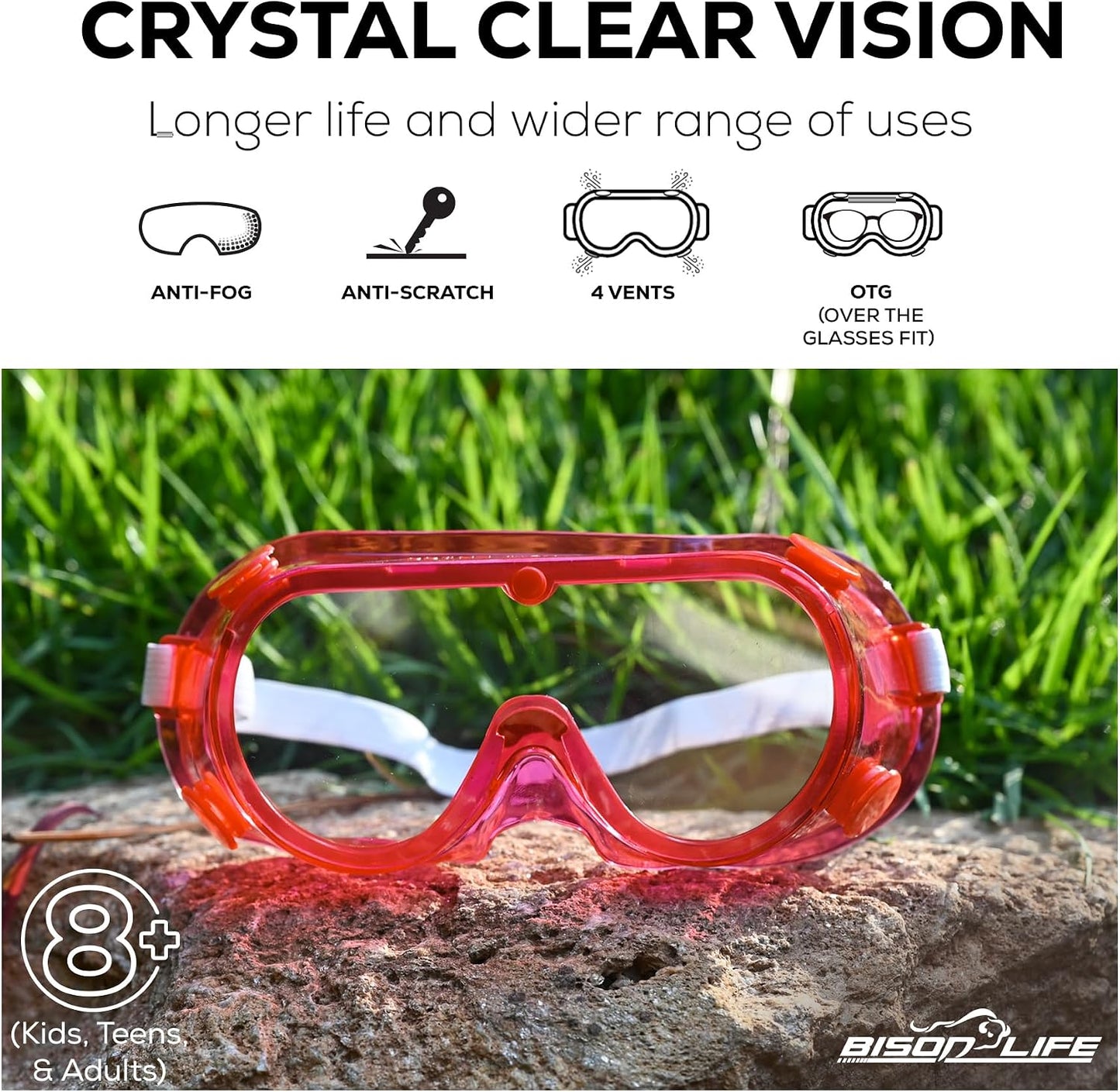 BISON LIFE Gafas de seguridad para niños, gafas protectoras para ni...