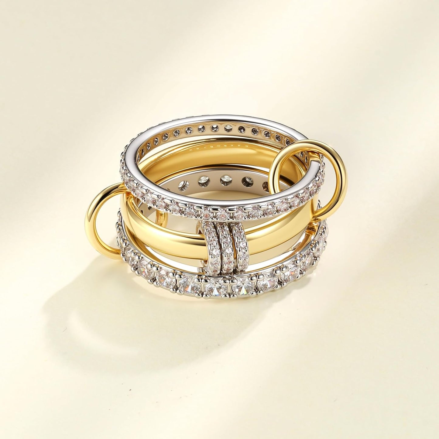 PATISORNA Anillos apilables de oro para mujer sin deslustre 18K Ani...