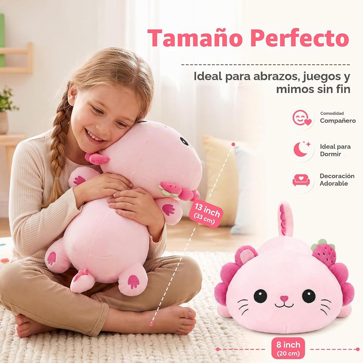 Onsoyours Almohada de peluche original de gato de ajolote de 13 pul...