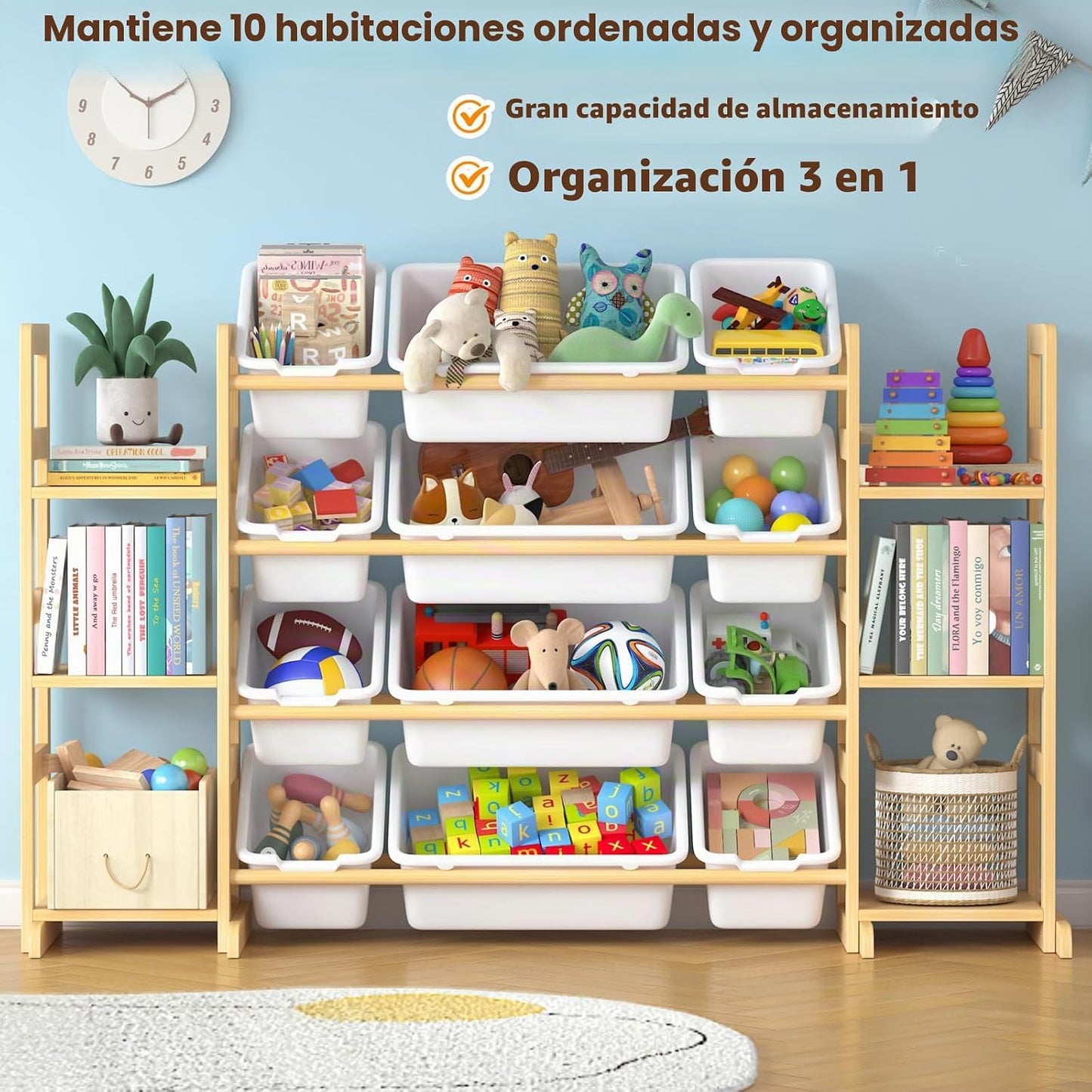 Ratulie Organizador grande de almacenamiento de juguetes para niños...