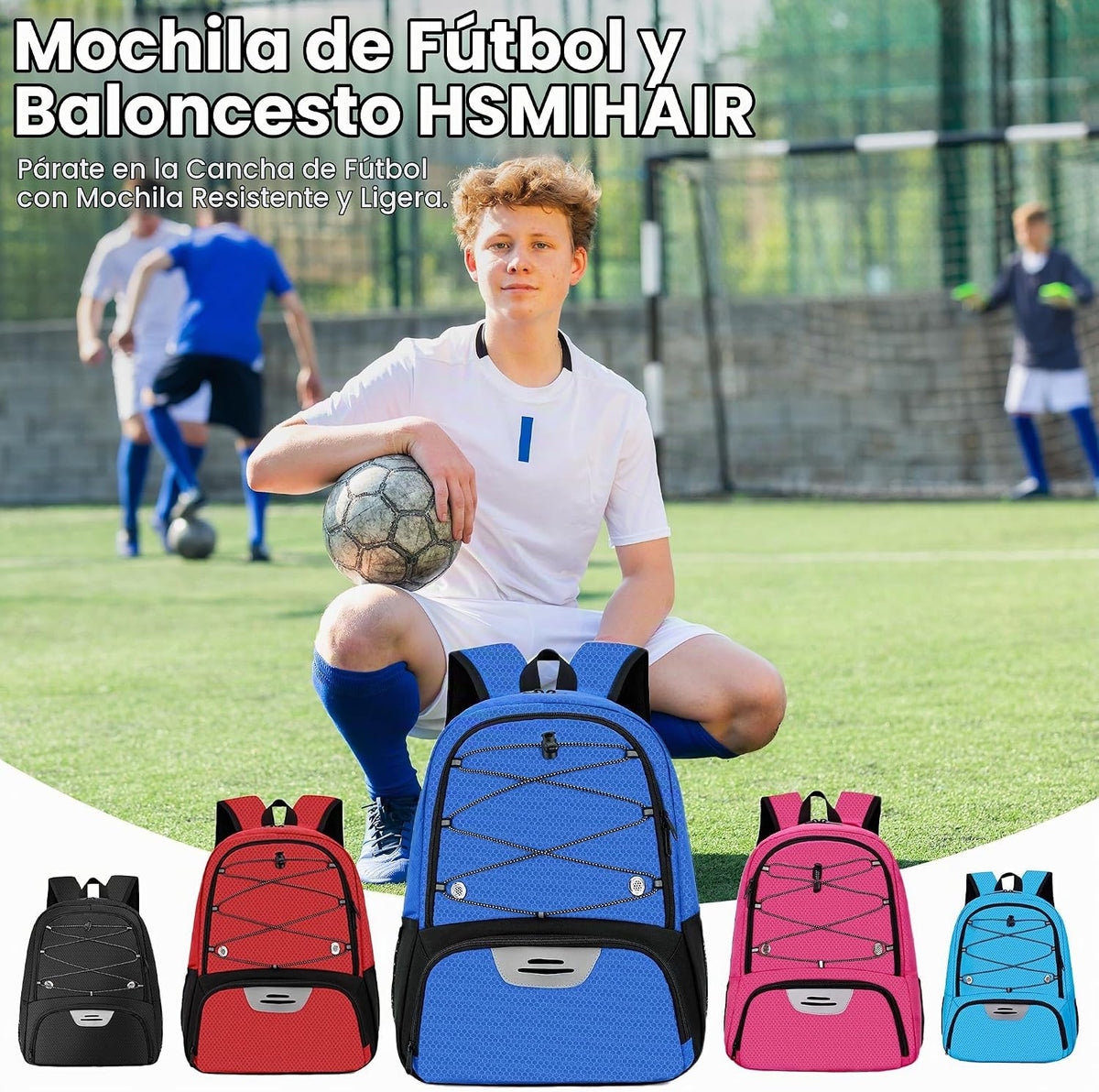 Hsmihair - Mochila de fútbol juvenil - Mochila para fútbol y balonc...