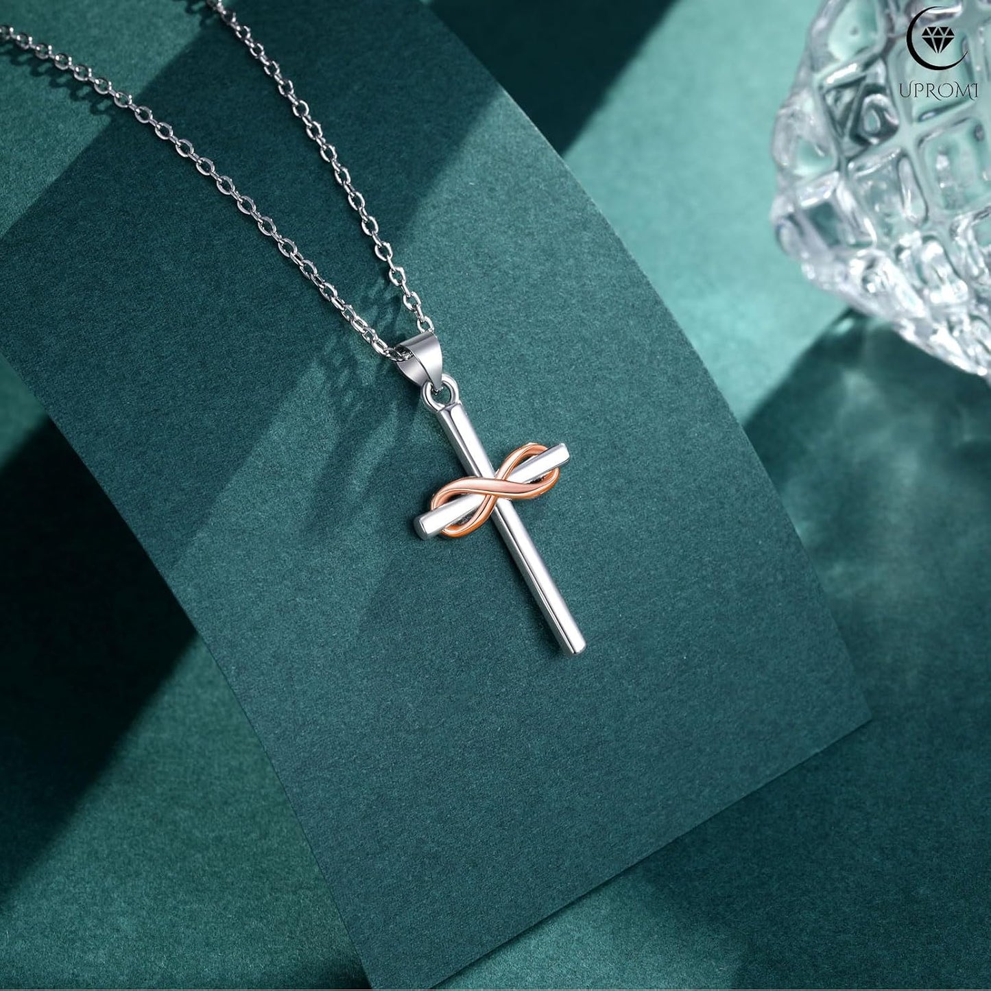 UPROMI Collar de cruz infinita para mujer, regalos de bautismo de g...