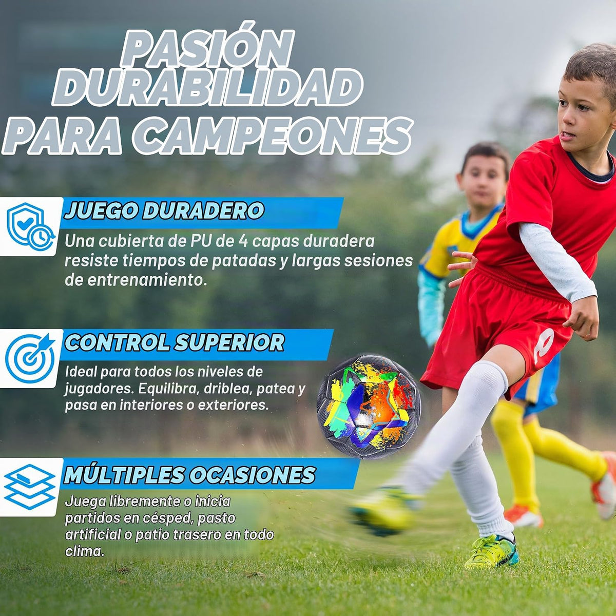 Champhox Balón de Fútbol Tamaño 4, Balones de Fútbol de Construcció...