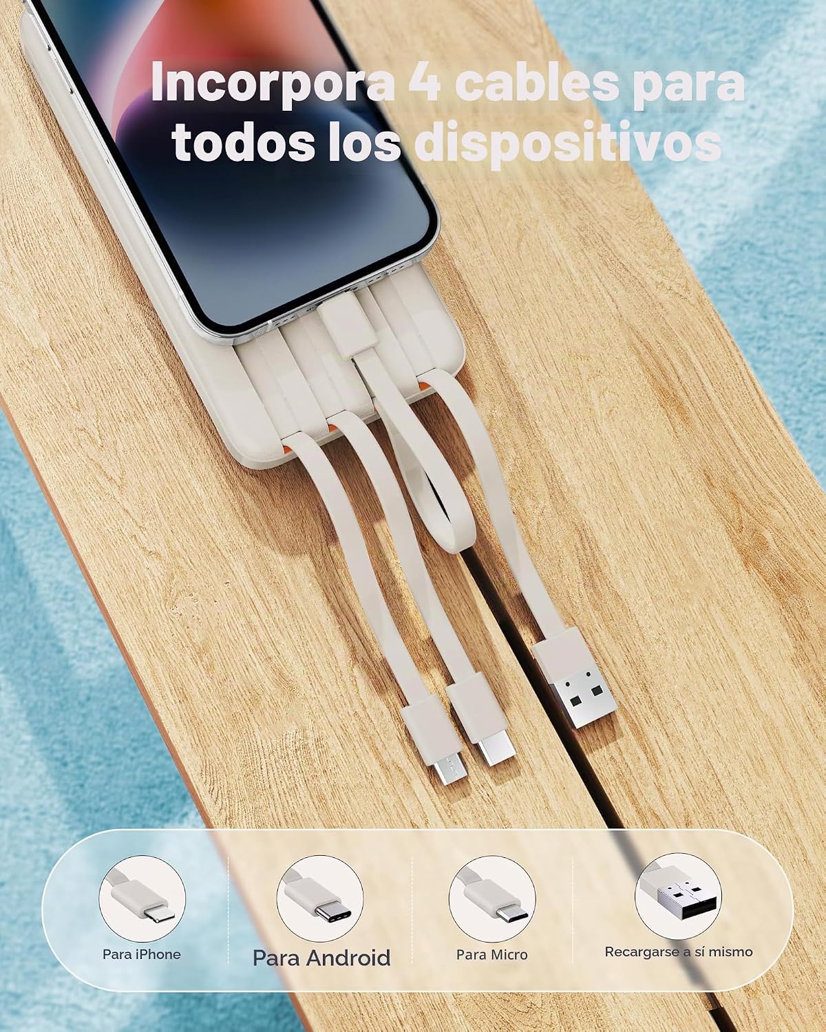 charmast Cables incorporados del cargador portátil, 20000mAh Banco...