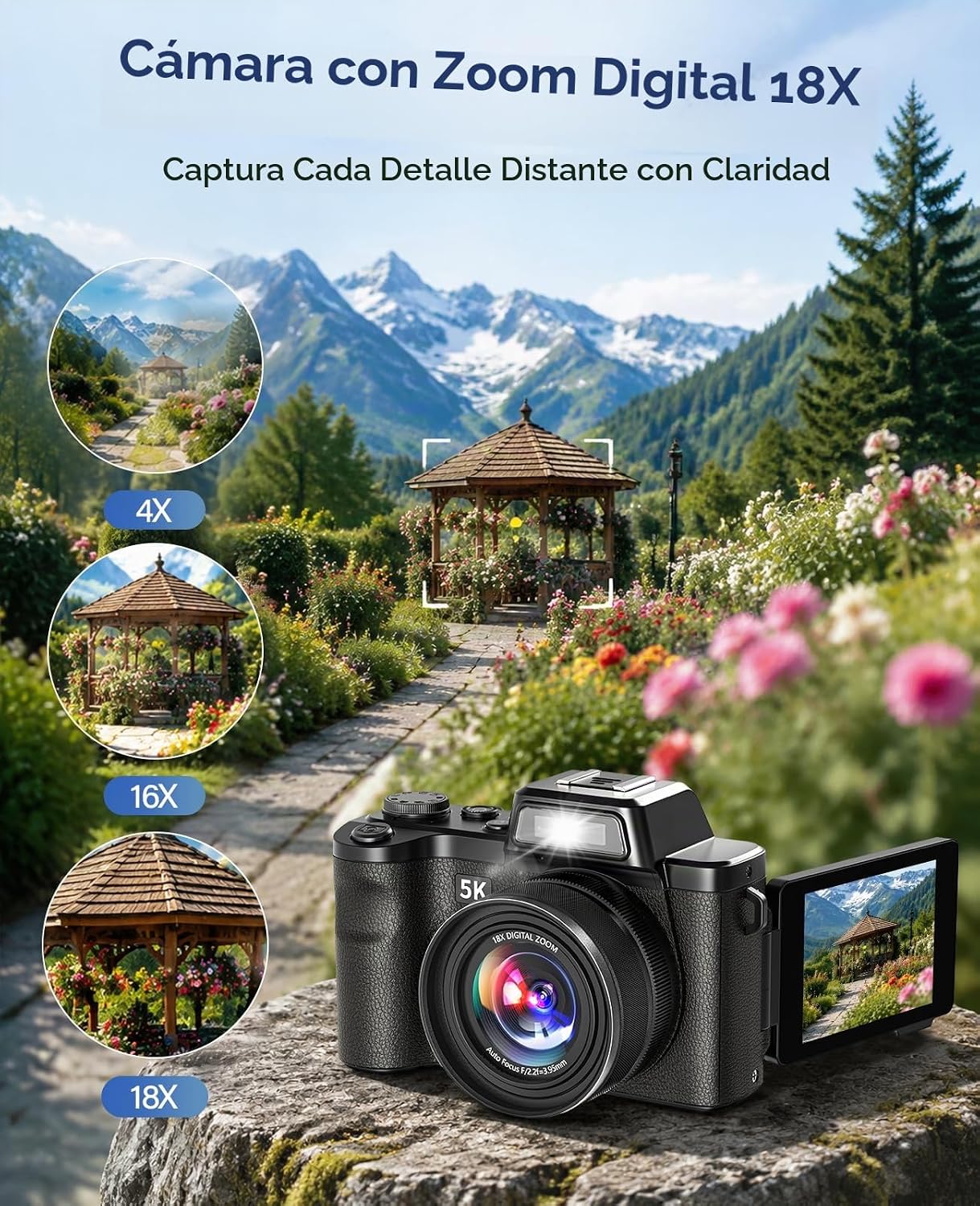 Maxmango Cámara digital D75 para fotografía - Cámara de vlogging Wi...