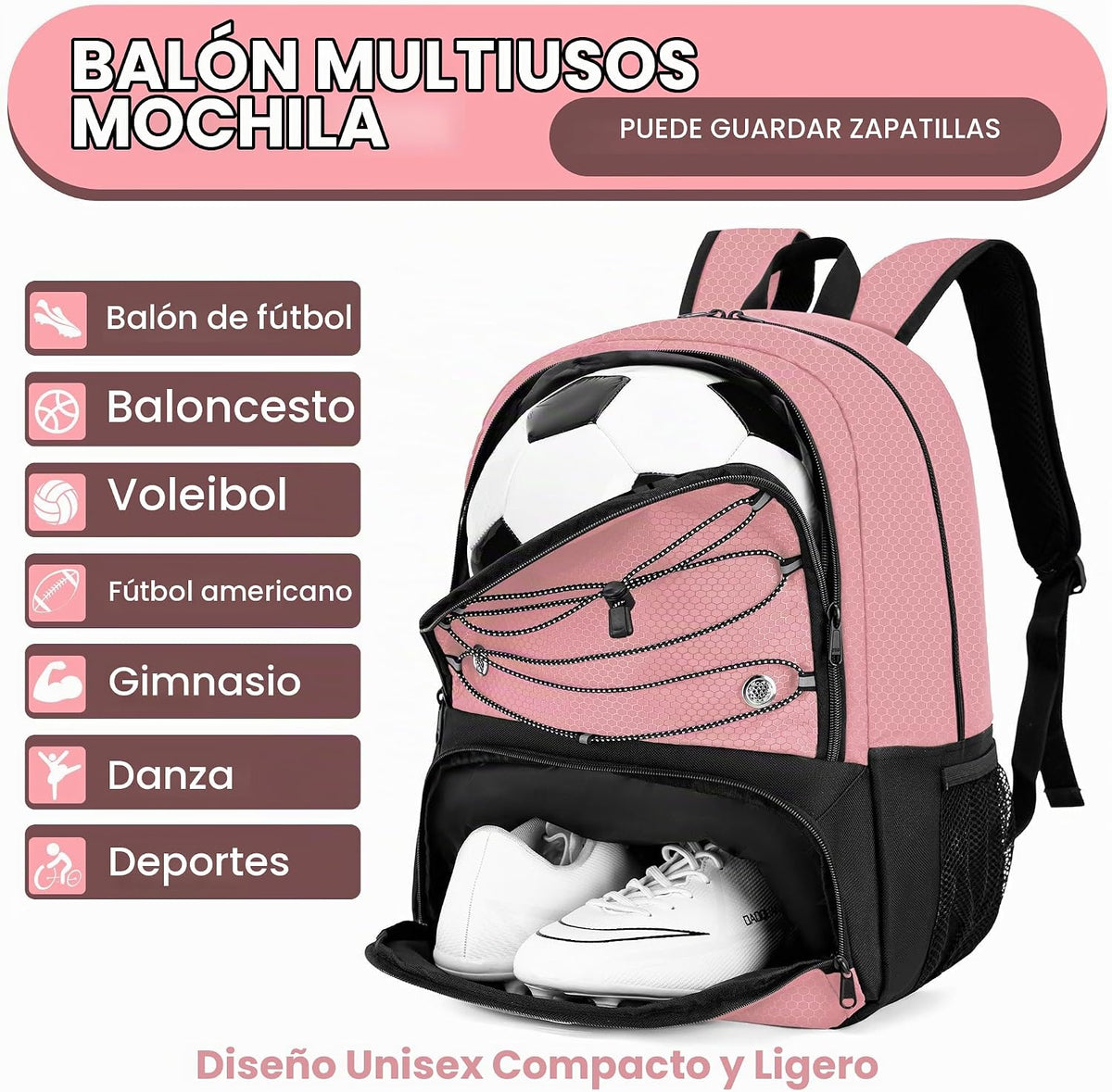 Hsmihair - Mochila de fútbol juvenil - Mochila para fútbol y balonc...