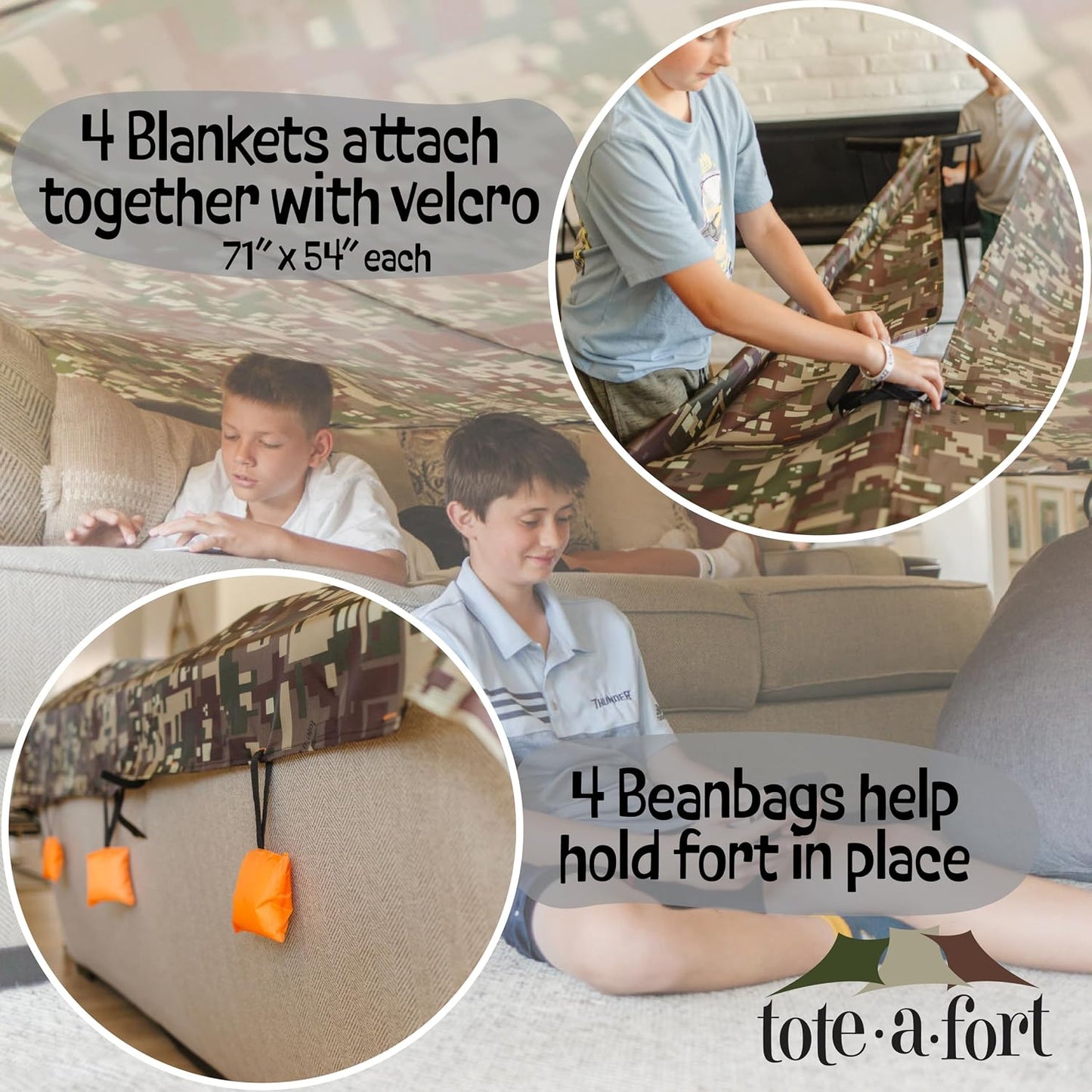 Tote a Fort Camo - Kit de construcción de fortaleza XL para niños,...