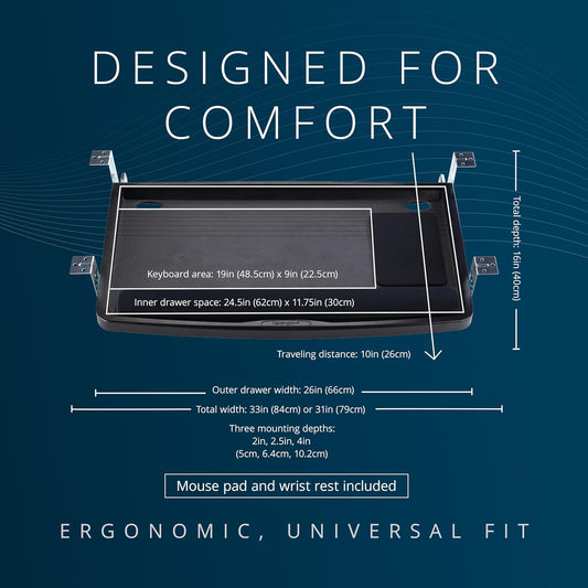 Kensington SmartFit - Bandeja para teclado debajo del escritorio, c...