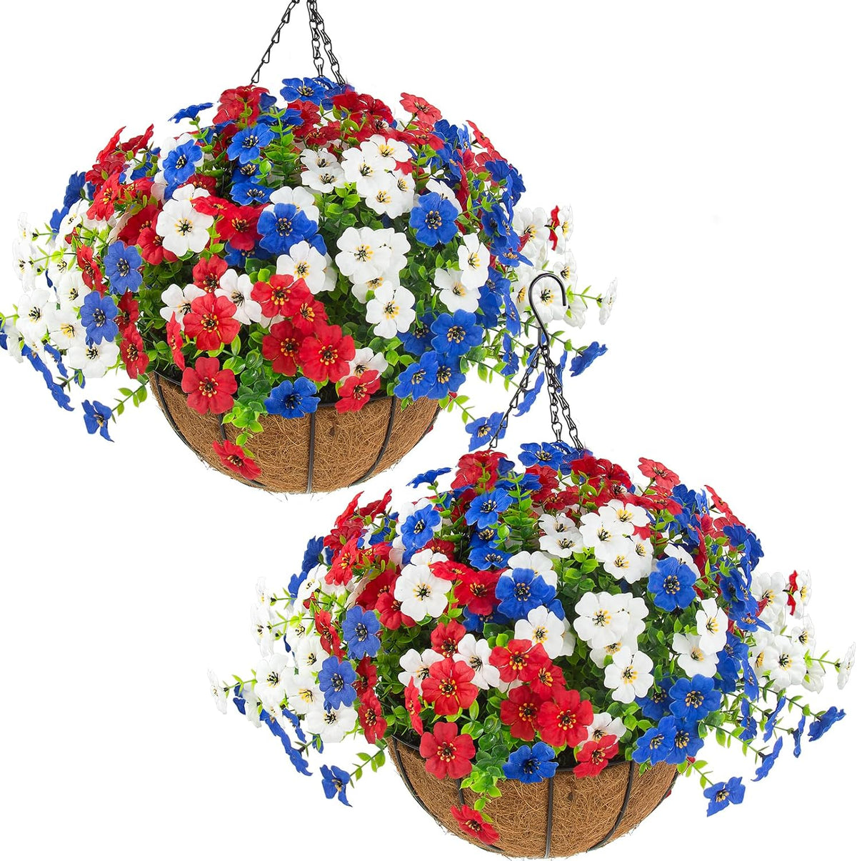 Hananona Juego de 2 flores artificiales para exteriores con cesta c...