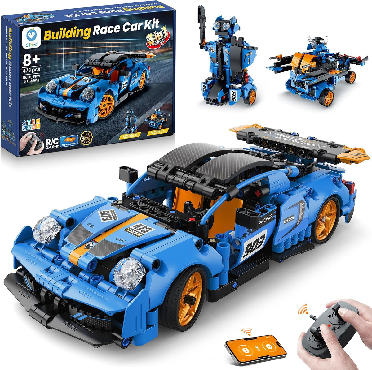 Sillbird Kit de construcción de robot de coche con control remoto,...