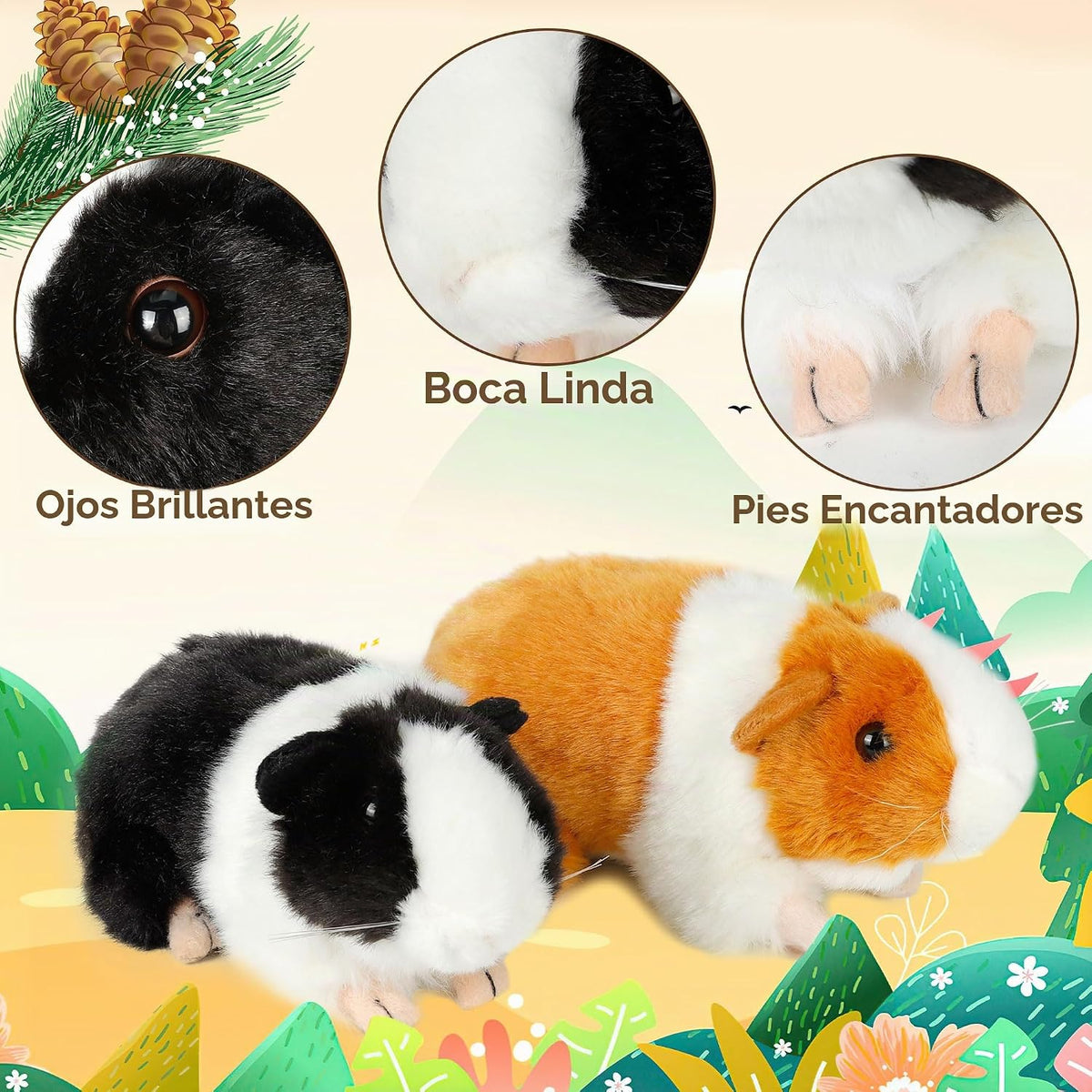 redaica 2 piezas de animales de peluche de cobaya - 7.9 pulgadas de...