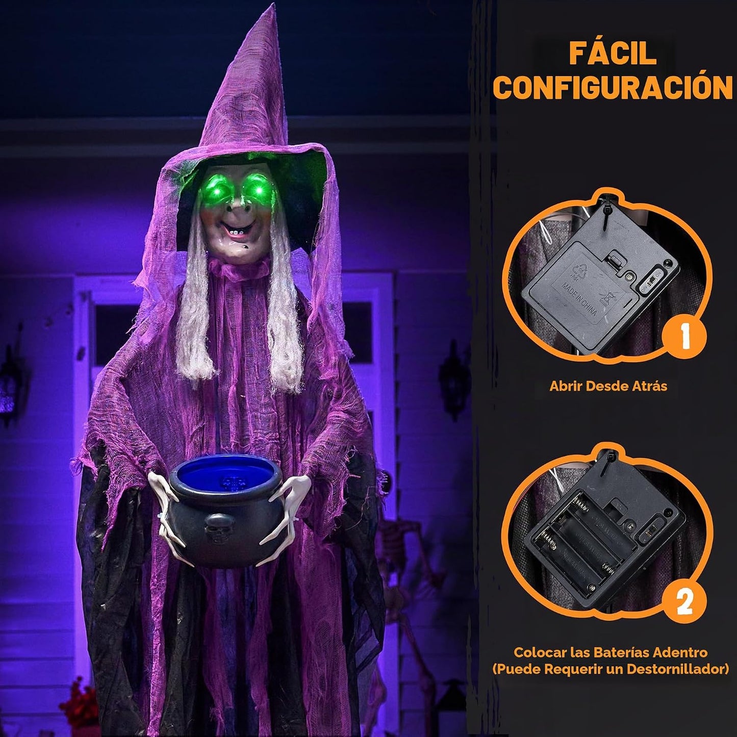 JOYIN Decoraciones de Halloween de 72 pulgadas con caldero, decorac...