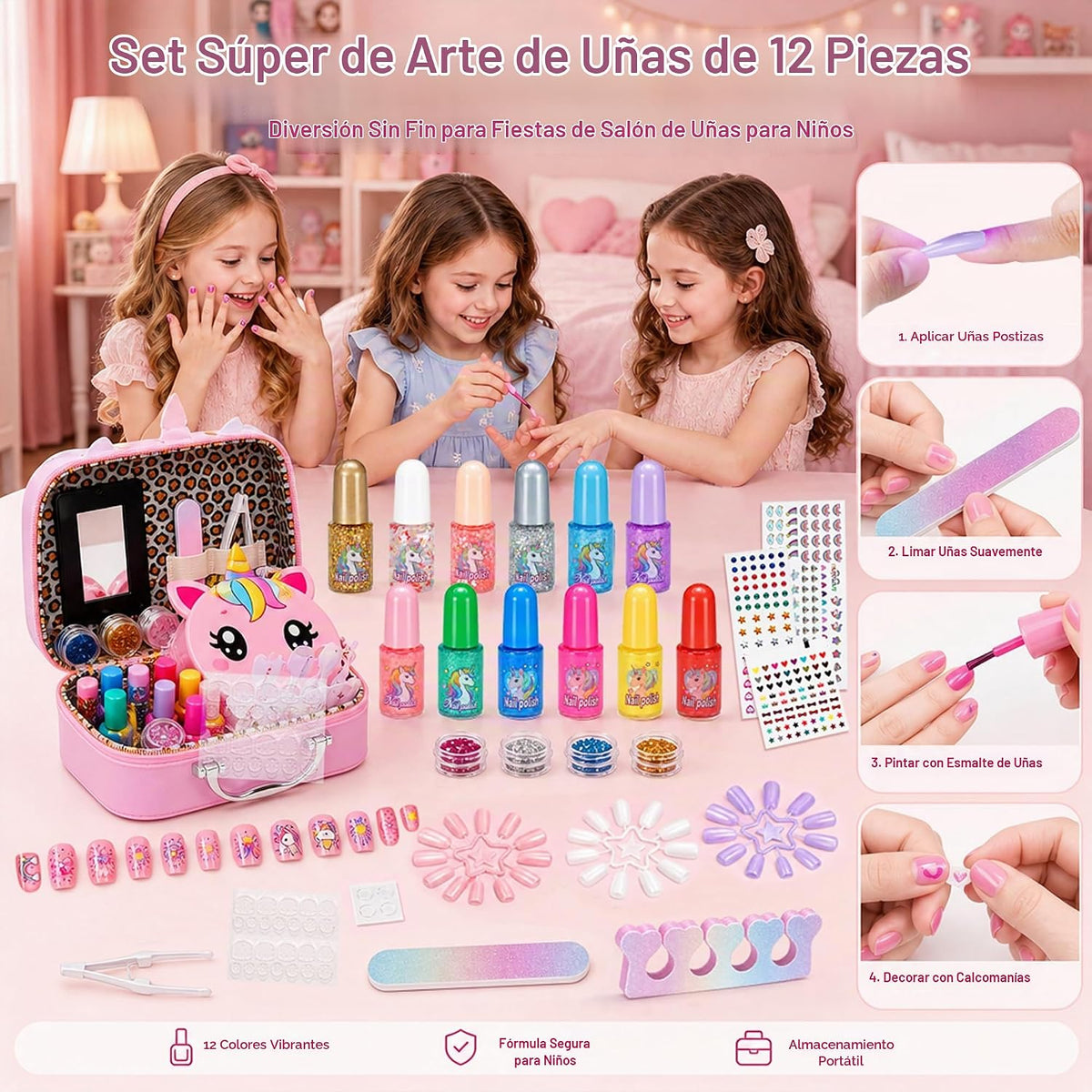 Kit de esmalte de uñas para niñas \u2013 no tóxico incluido secador...