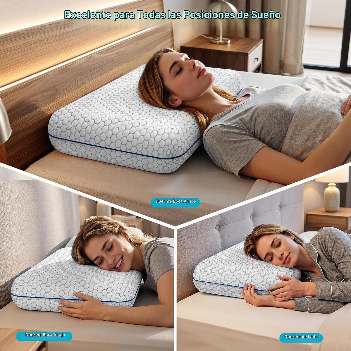 CushyOasis - Almohadas de espuma viscoelásticas para dormir de lado...