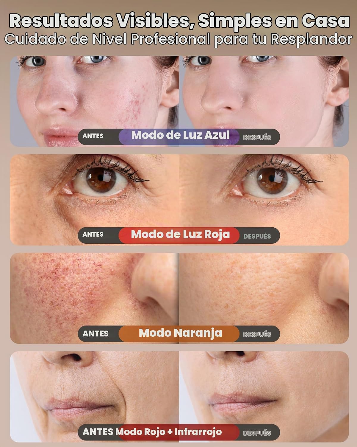 Terapia de luz roja inalámbrica para la cara con 400 LED, terapia d...