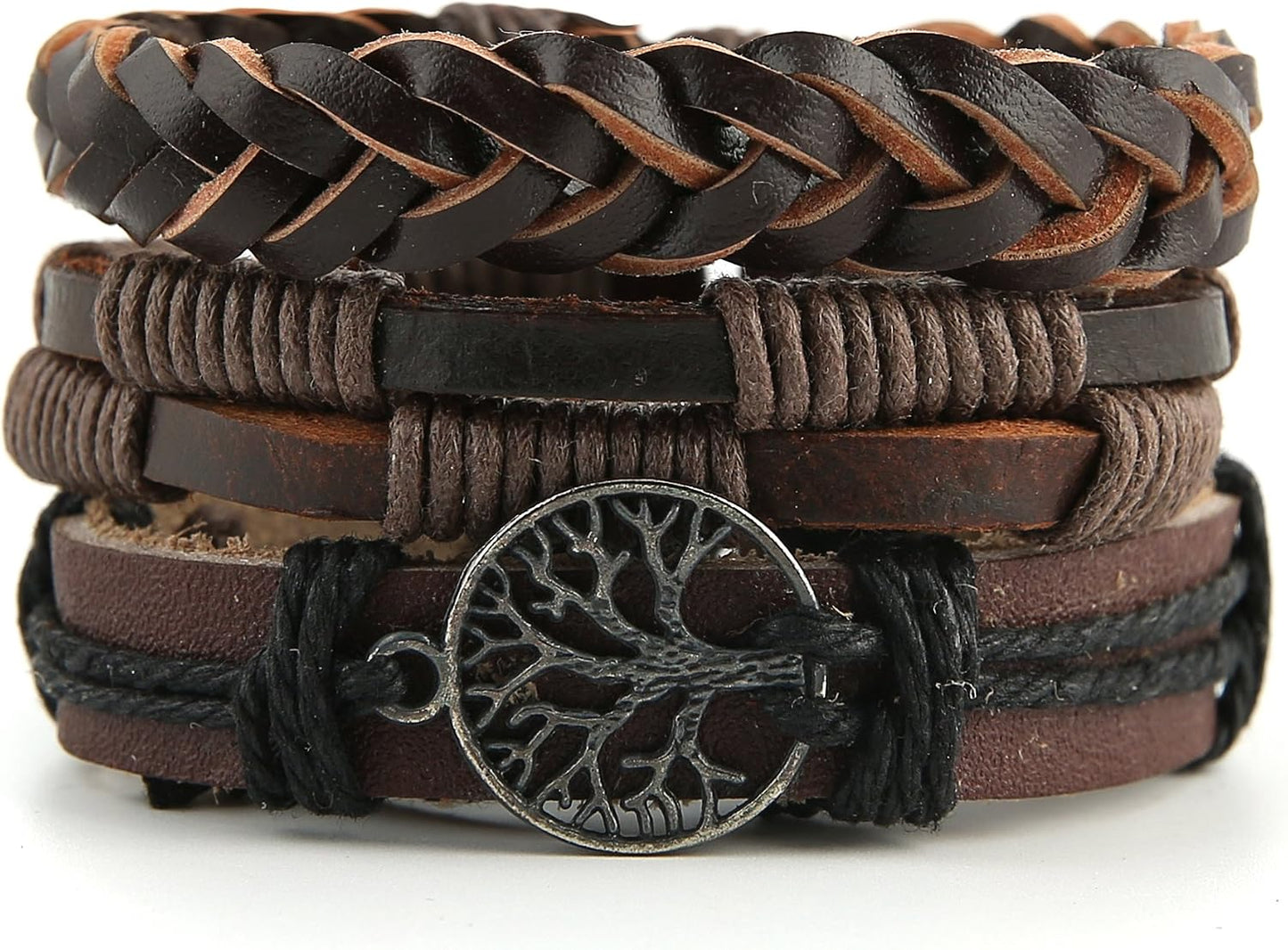HZMAN Pulseras de cuero genuino con diseño de árbol de la vida para...