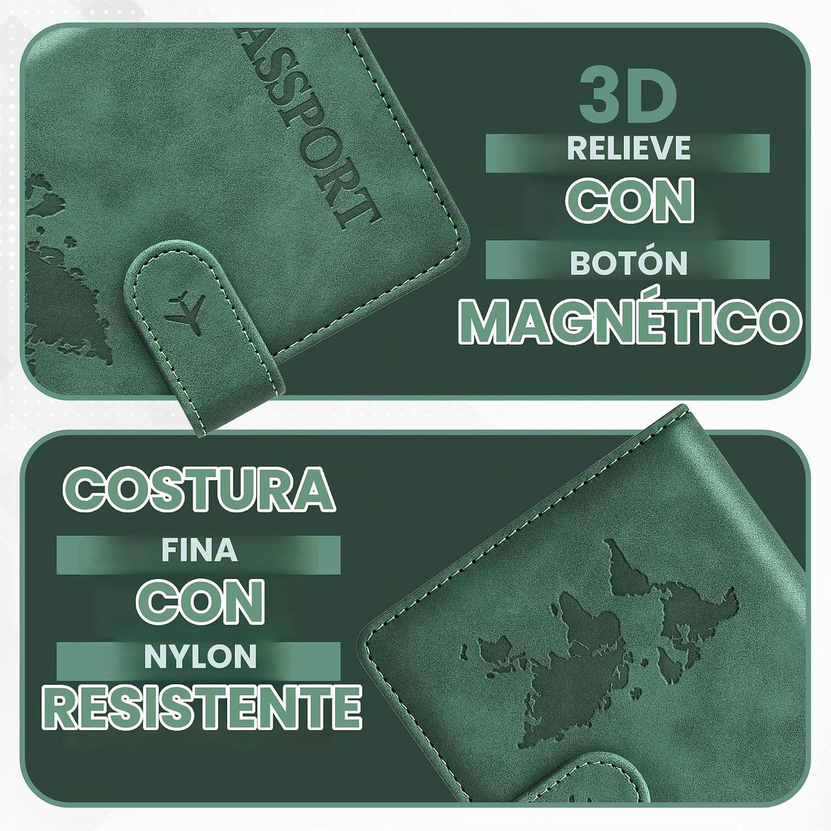 Portapasaportes para artículos esenciales de viaje, funda tipo cart...