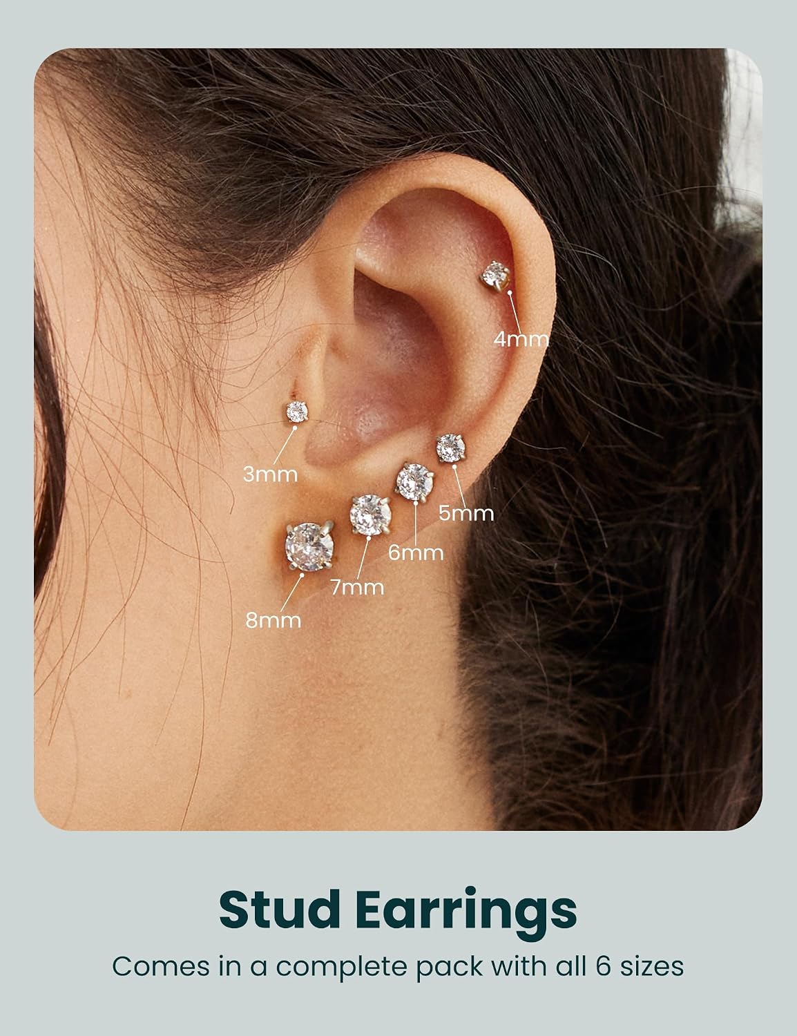 Juego de 6 pares de aretes, aretes hipoalergénicos de circonita cúb...