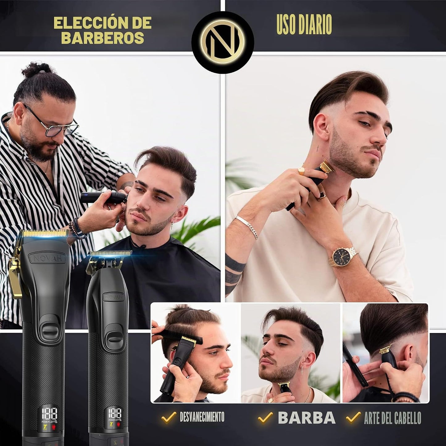 Novah® Cortadoras de Cabello Profesionales para Hombres, Cortadoras...