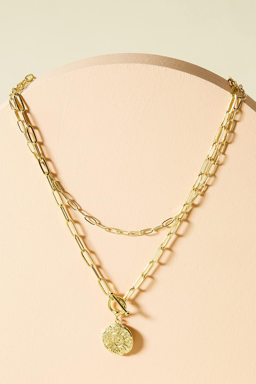 PAVOI Collares de capas chapados en oro de 14 quilates, con dije de...