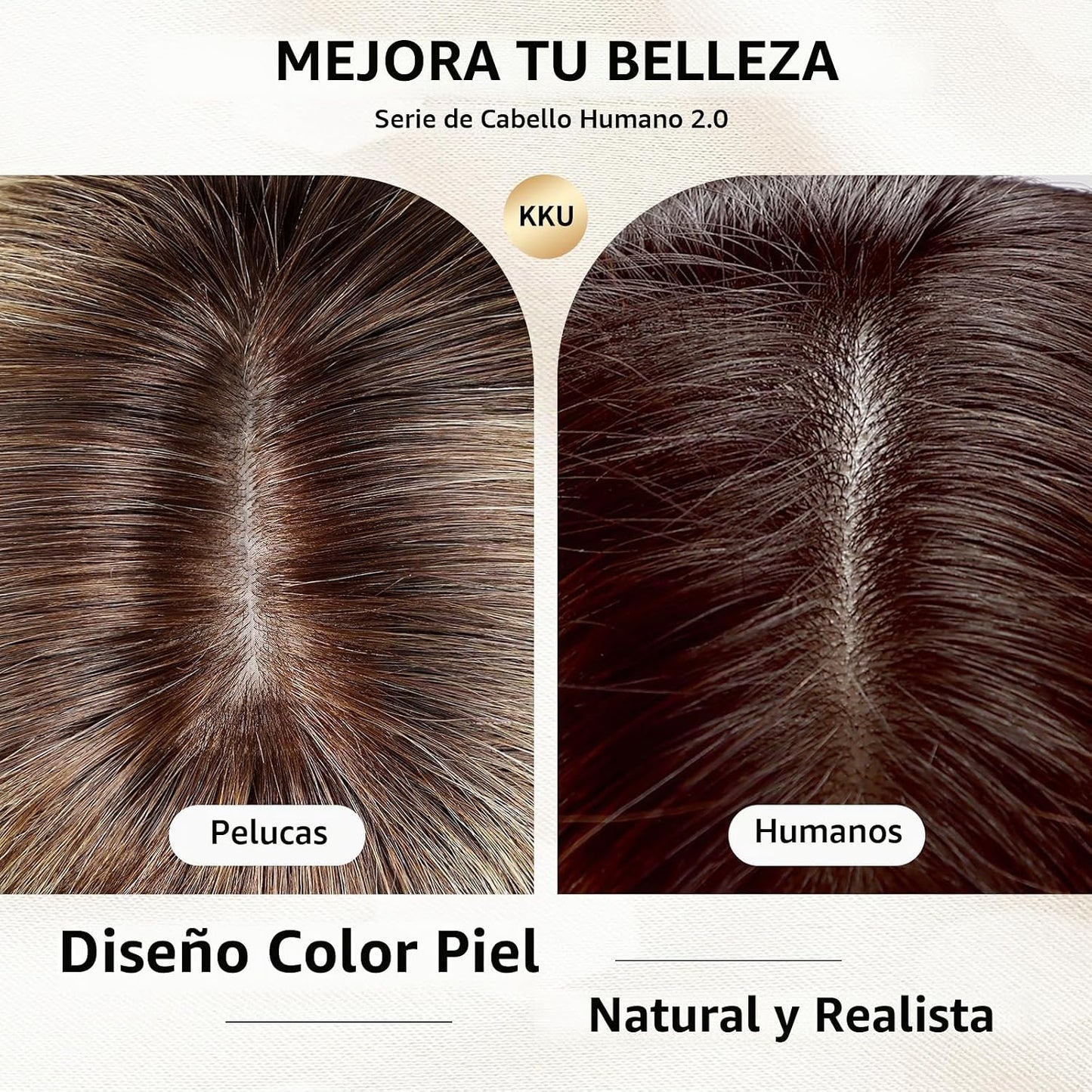 KKU Pelucas de Cabello Humano Ombre Marrón Dorado de 12 Pulgadas pa...