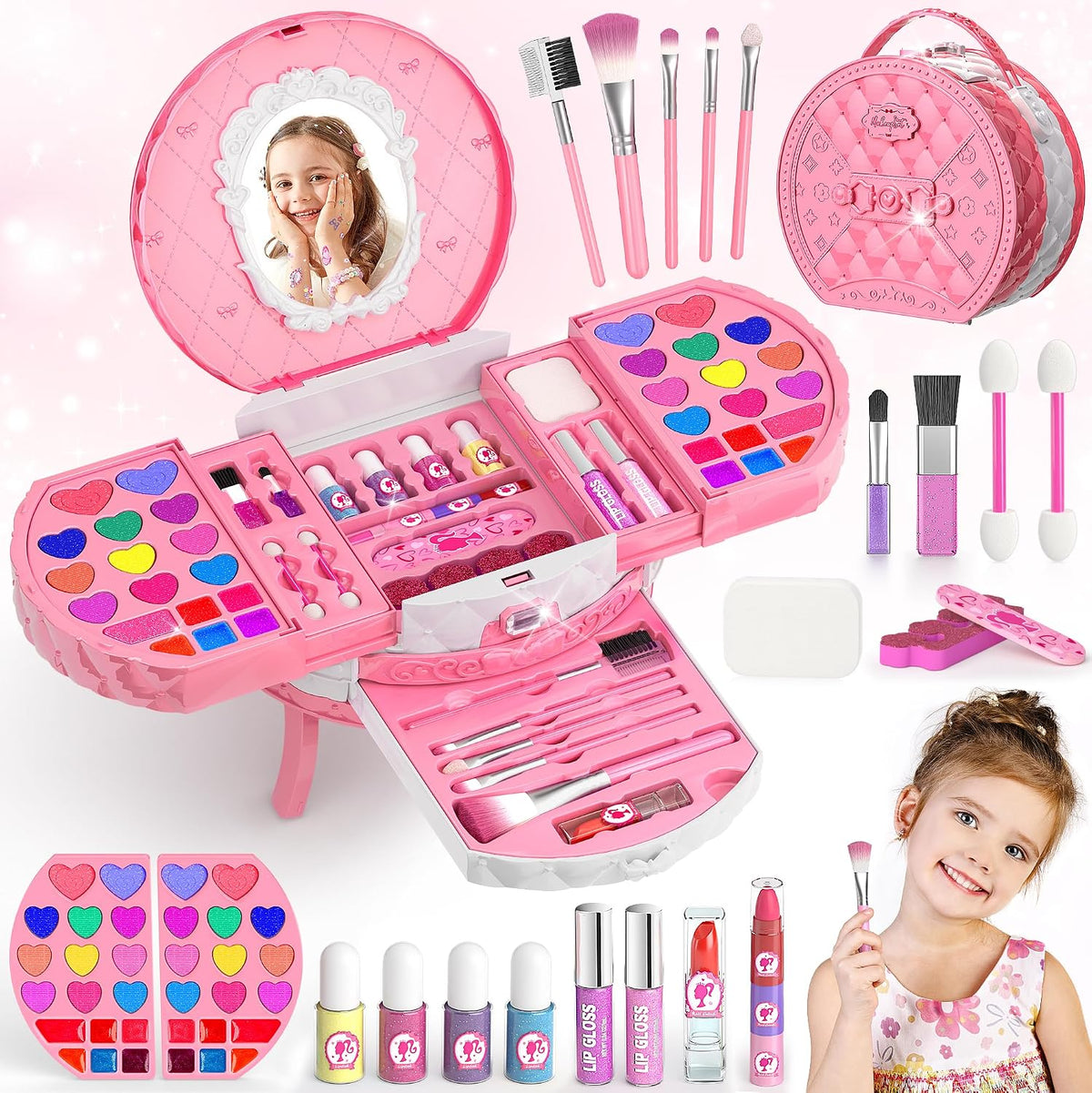 Kit de maquillaje para niños, 59 piezas, para niñas, cosméticos aut...