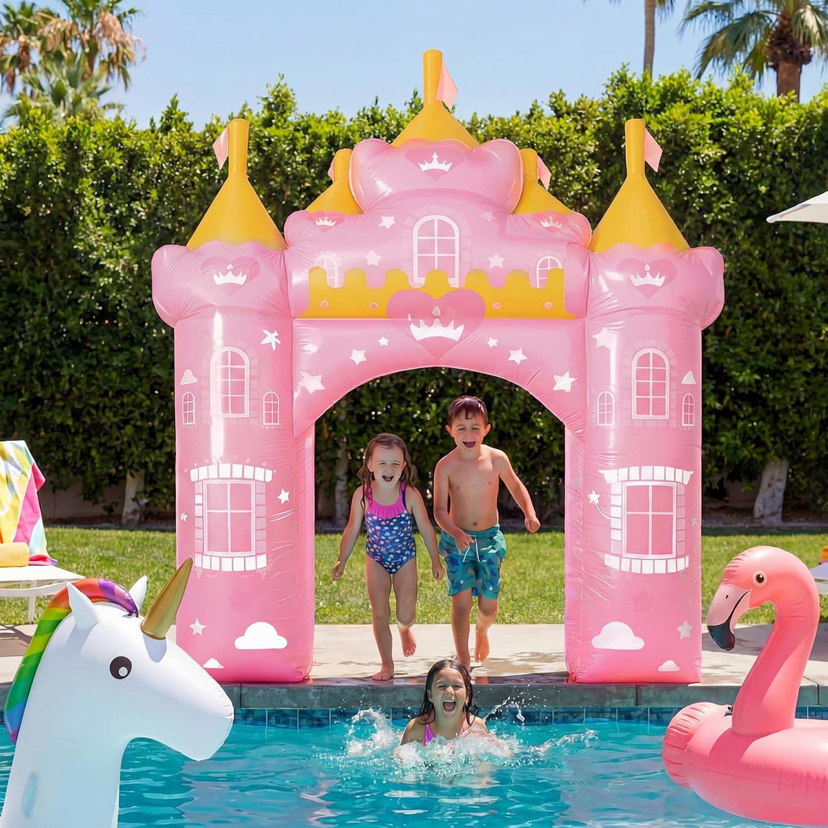 Crowye Arco inflable de princesa de 10 pies, decoración al aire lib...
