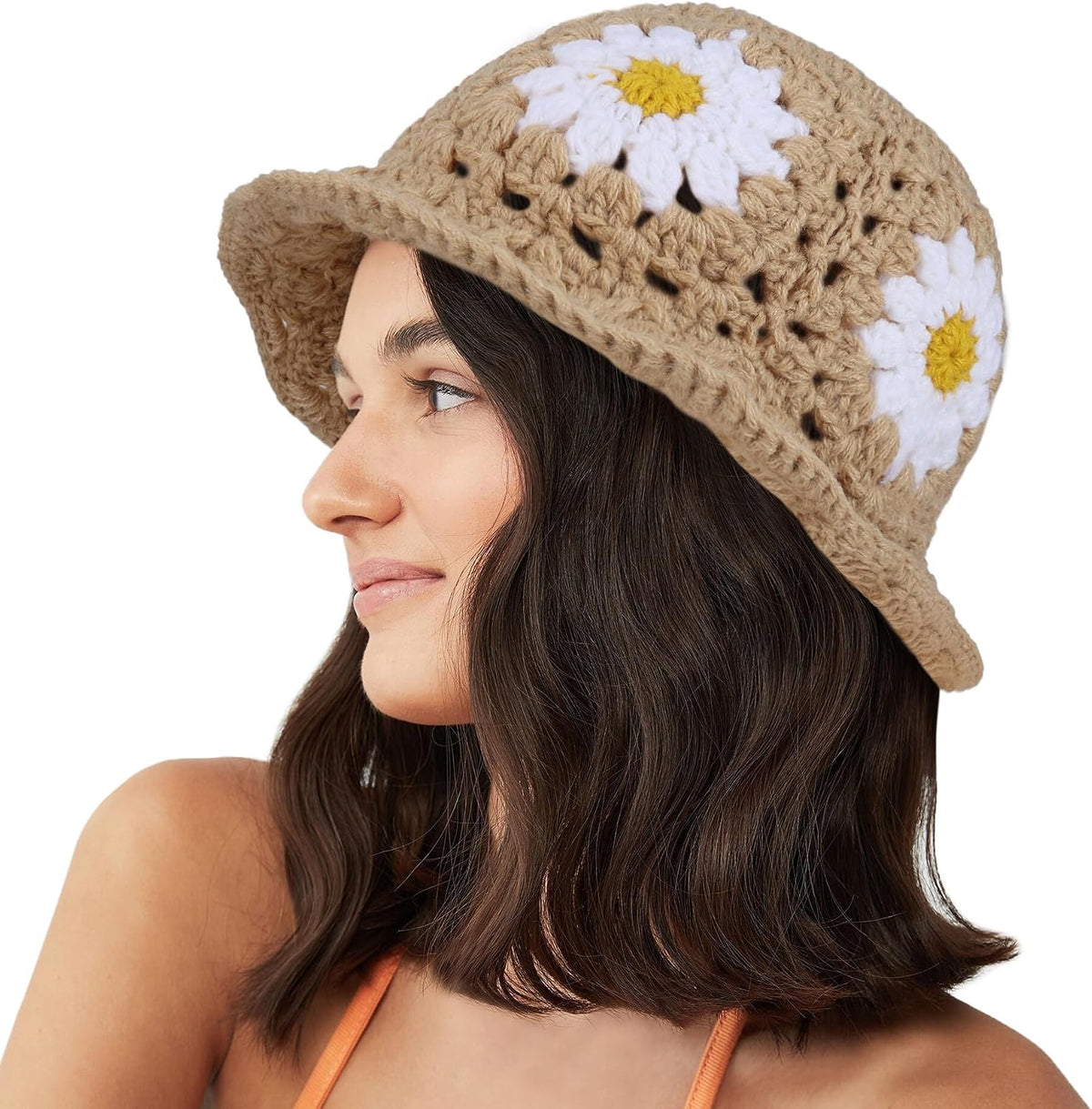 Sombrero de pescador de punto plegable para mujer, diseño de margar...