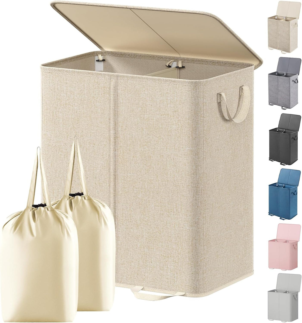 Lifewit - Cesta de lavandería doble con tapa y bolsas de ropa para...