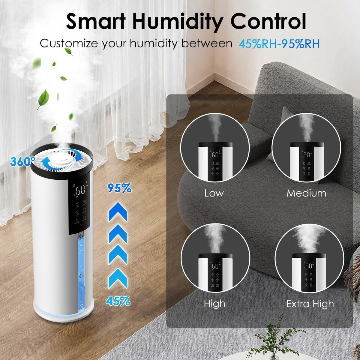Humidificador doméstico GloryAir para habitación grande, relleno su...