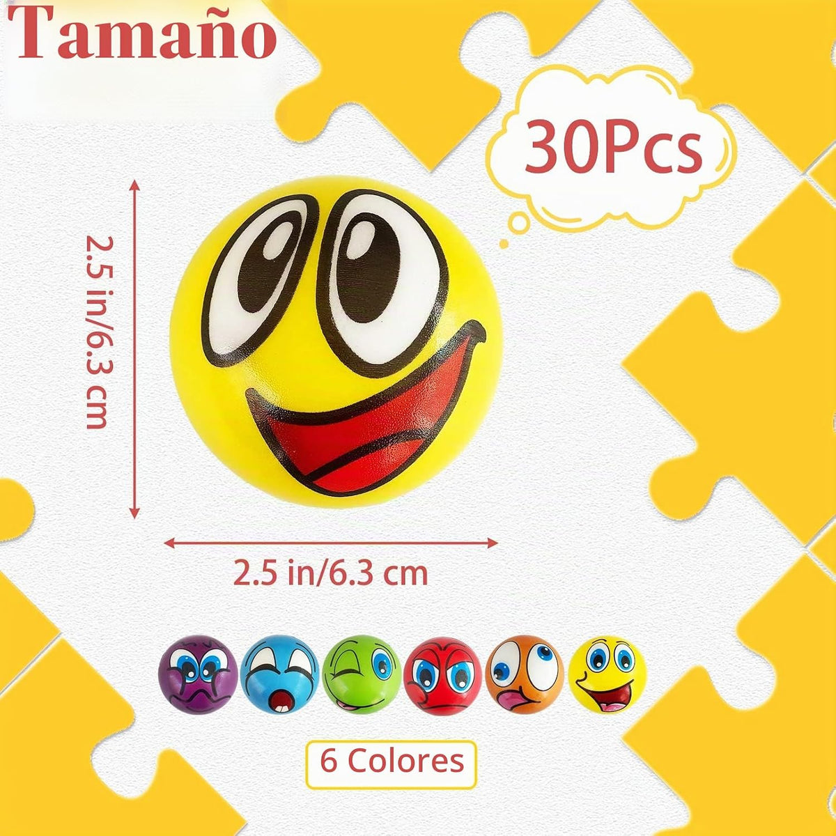 30 piezas de bolas de estrés con caras, bolas de apretar divertidas...