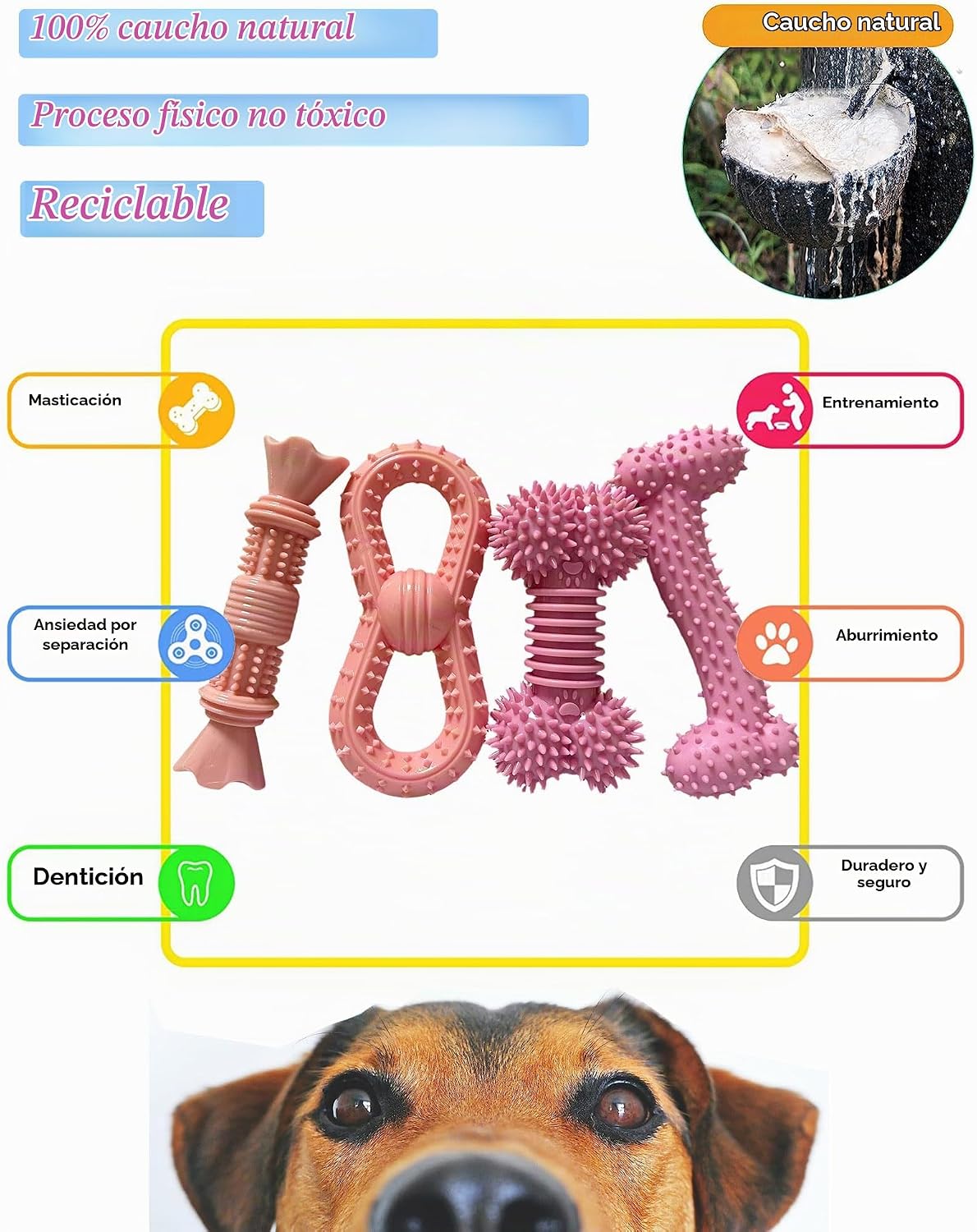 Cdyzqikm Paquete de 4 juguetes de dentición para perros, juguetes d...