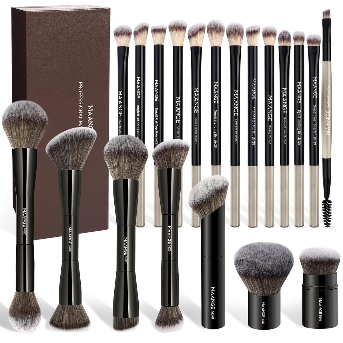 MAANGE 20 brochas de maquillaje con caja de regalo, brochas de maqu...