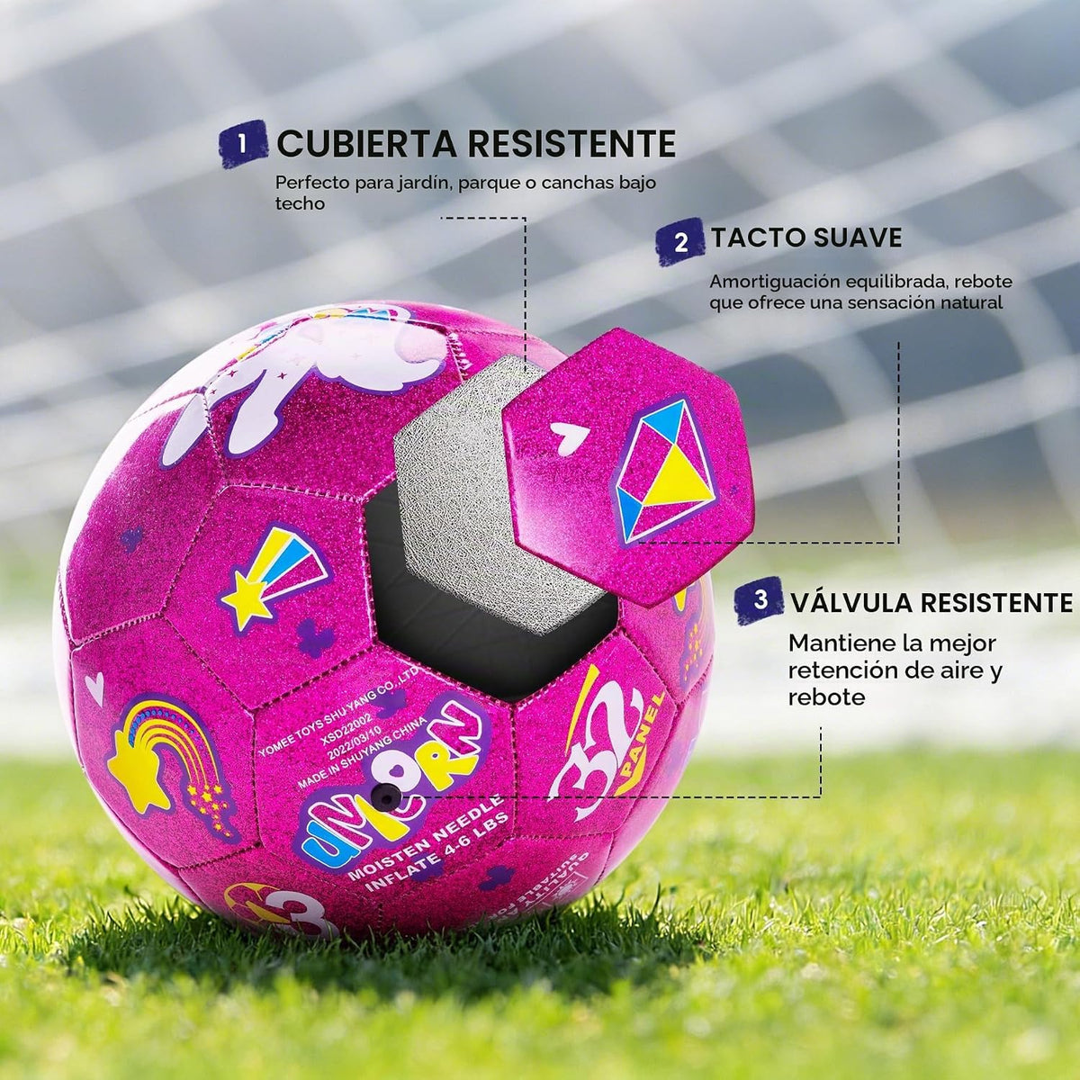 Balón de fútbol para niñas, balón de fútbol para niños de 4 a 8 año...