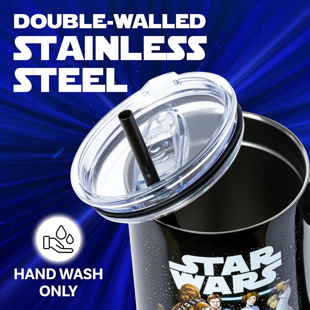 Silver Buffalo Star Wars - Vaso de acero inoxidable de doble pared,...