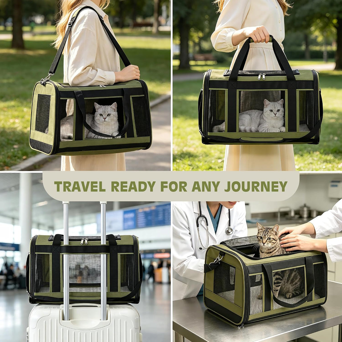 Transportador para gatos extragrande, transportador plegable para m...