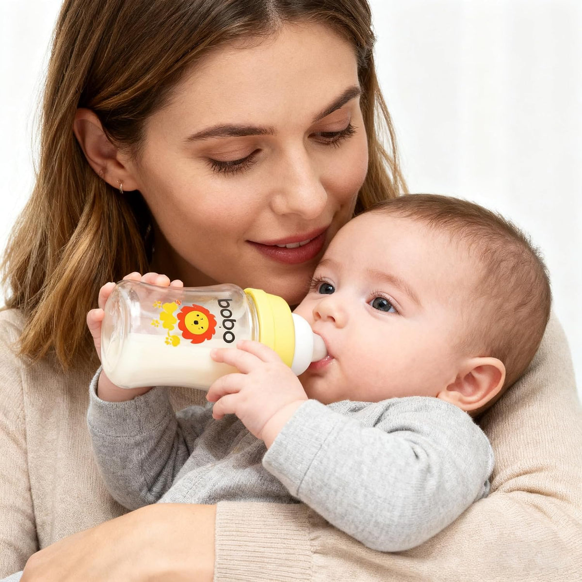 YOHKOH Biberones de vidrio para bebé con tetina de flujo lento, bib...