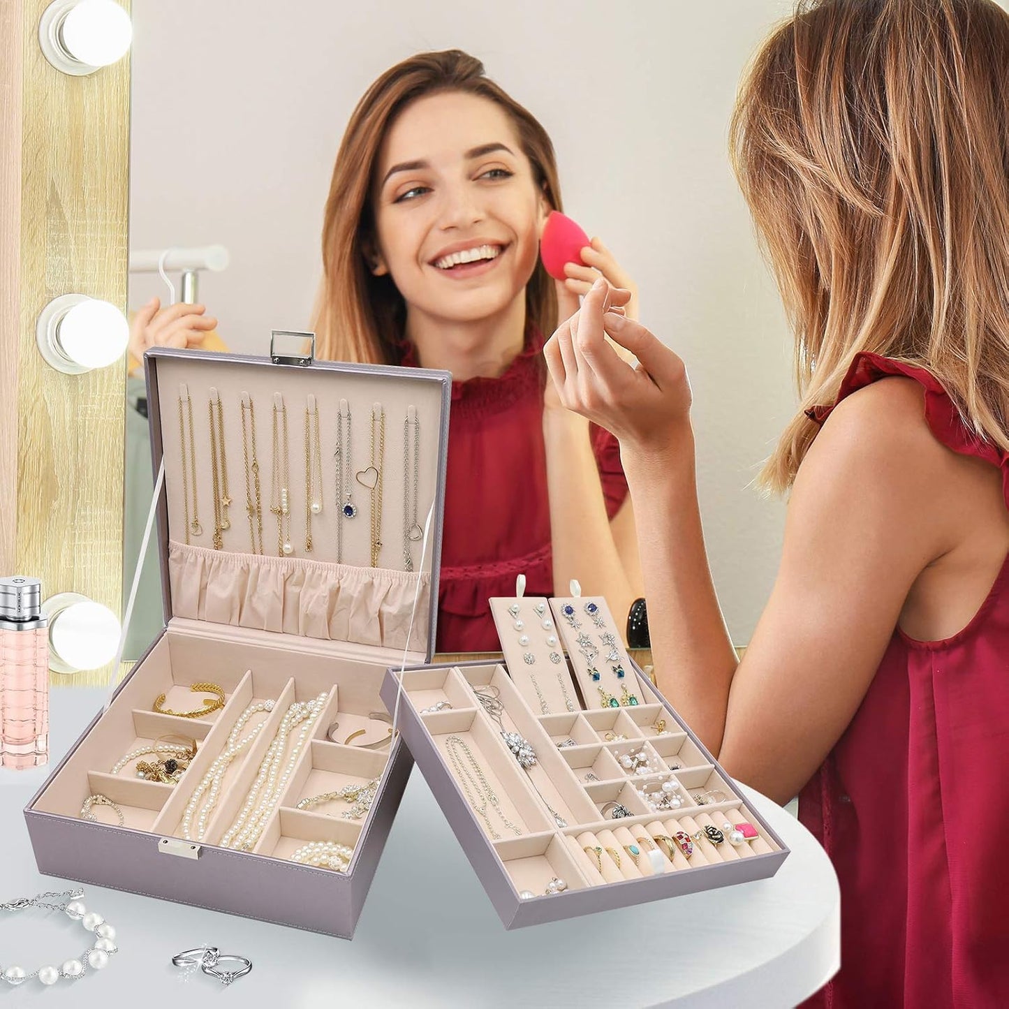 ProCase Caja de Joyas para Mujeres, Organizador de Joyas Grande de...