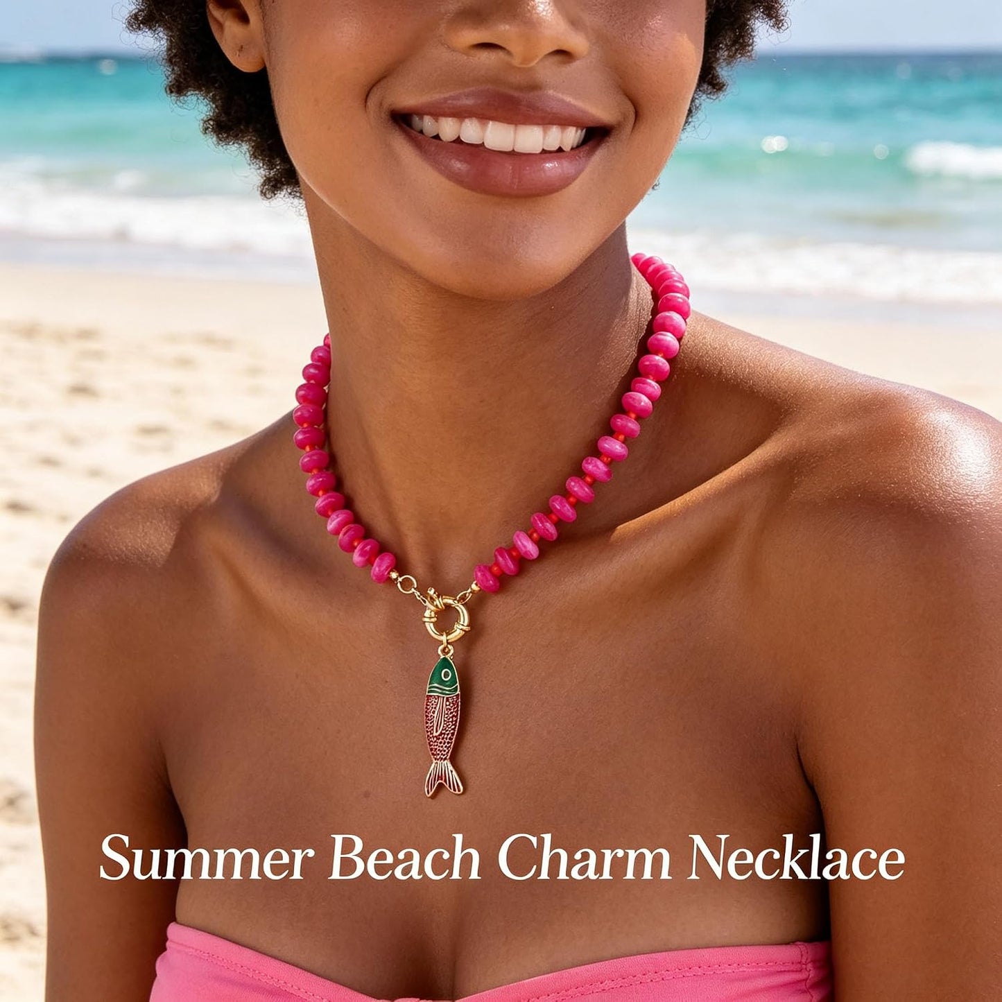 GLRITY Collares bohemios de peces con cuentas para mujer, collar de...