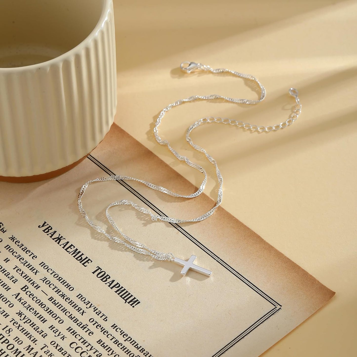 JIKASI Collar de cruz para mujer, chapado en oro o plata de 14 quil...