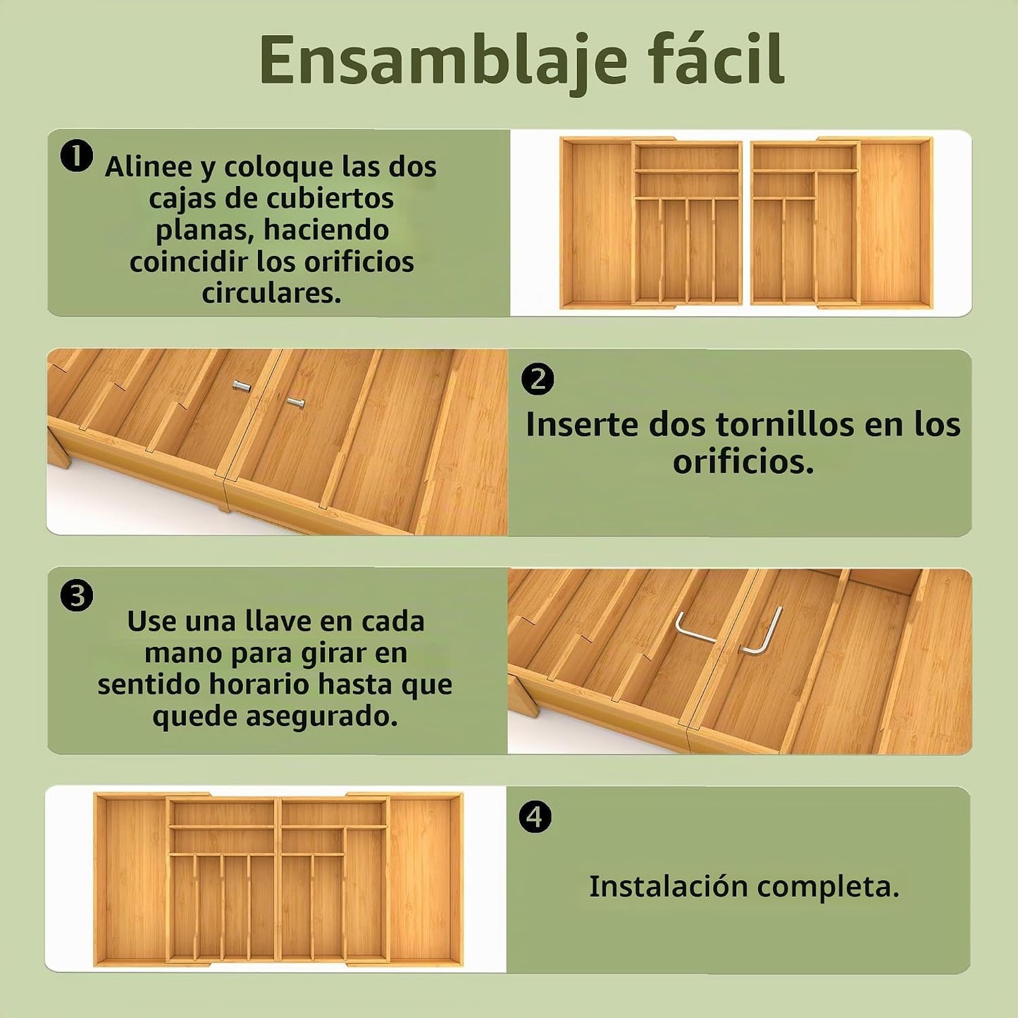 Suli Organizador de cajones de cubiertos extragrande, expandible de...