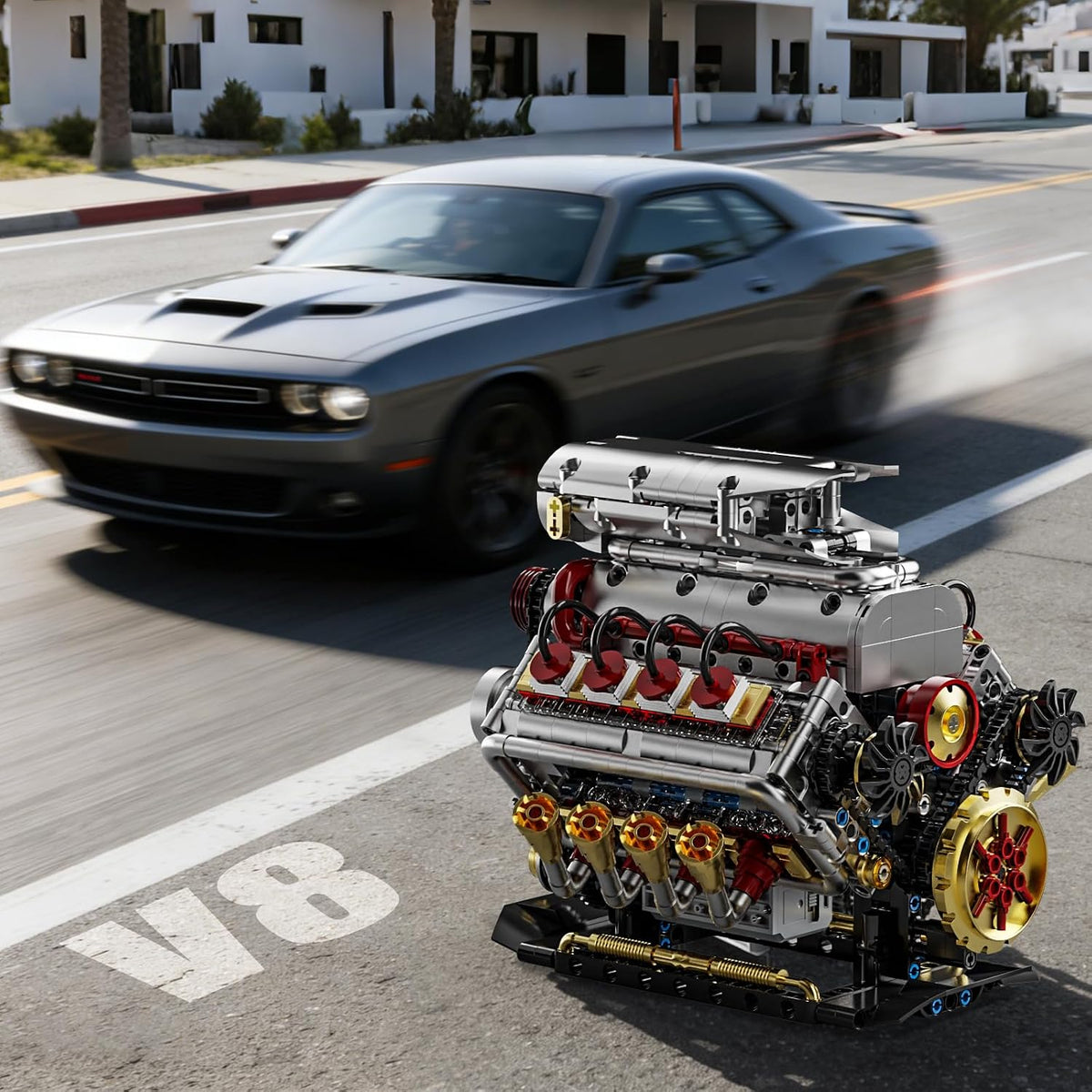 BseSparklion V8 Kit de modelo de motor que funciona, juego de const...