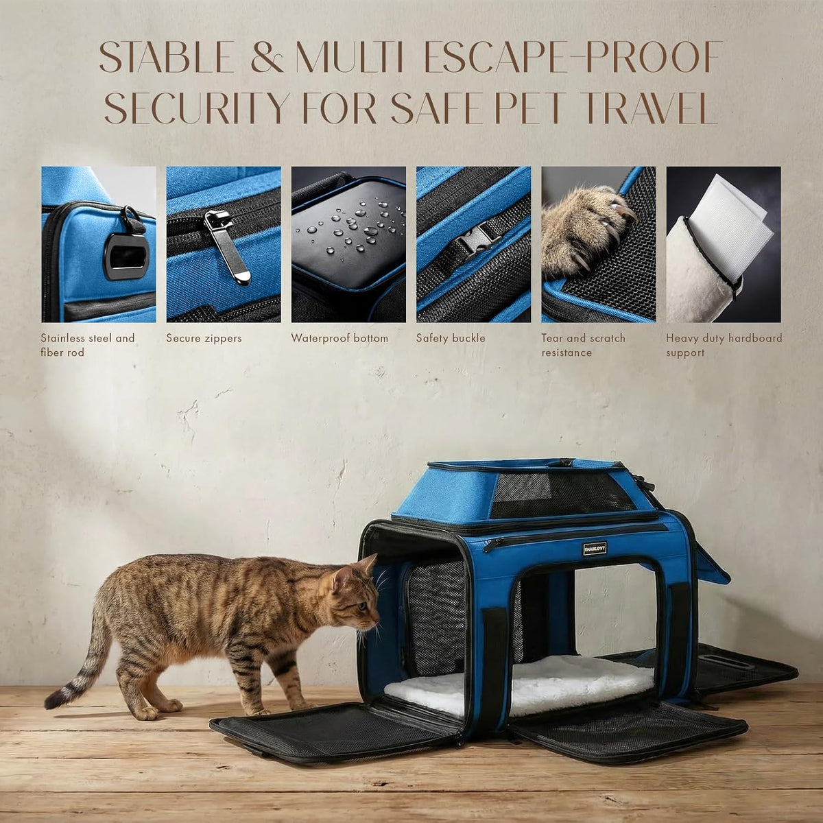 Transportador de mascotas extensible superior con ruedas, ventana p...