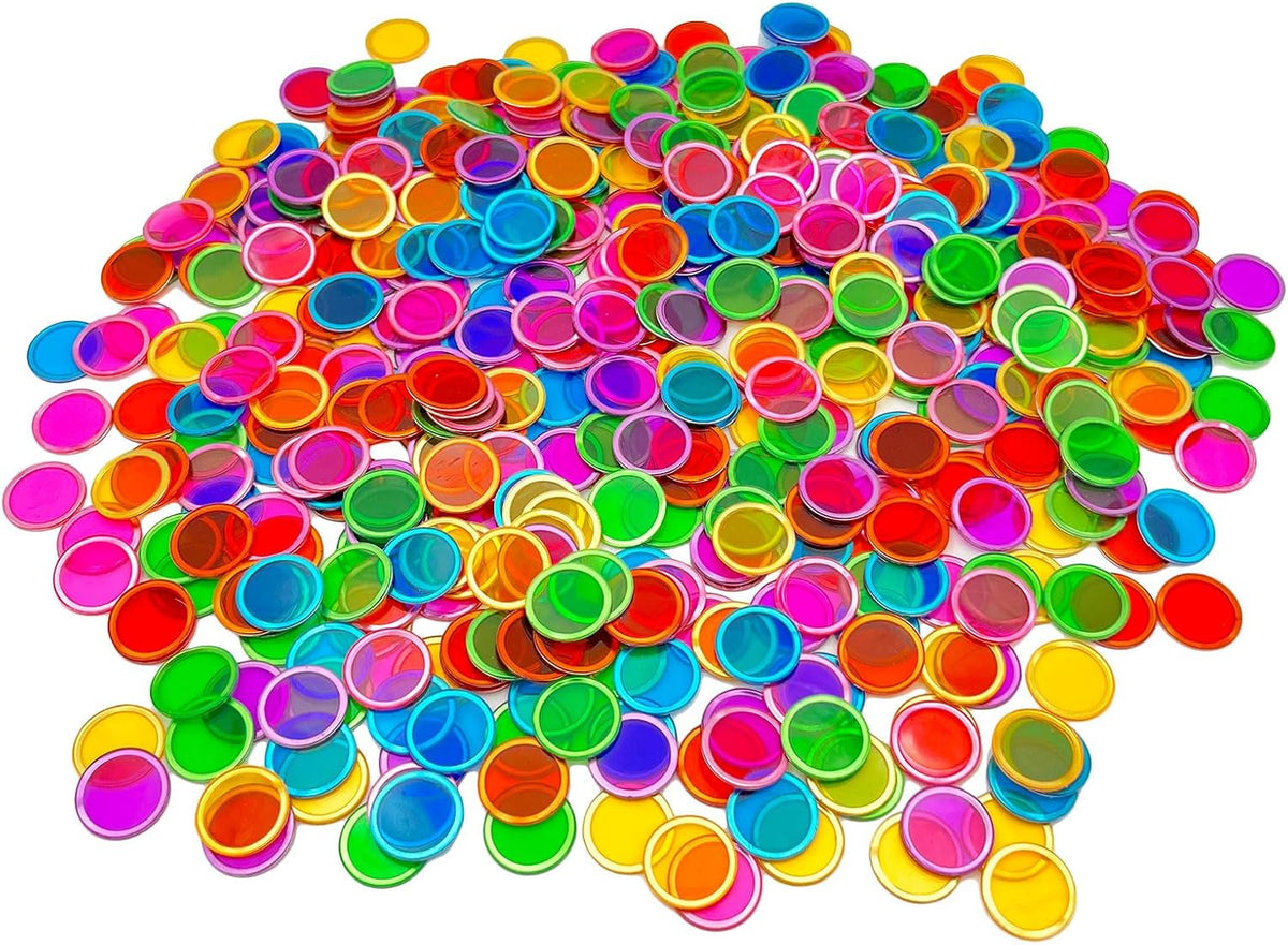 JUNWRROW 500 pedazos de 6 colores magnéticos transparentes fichas d...