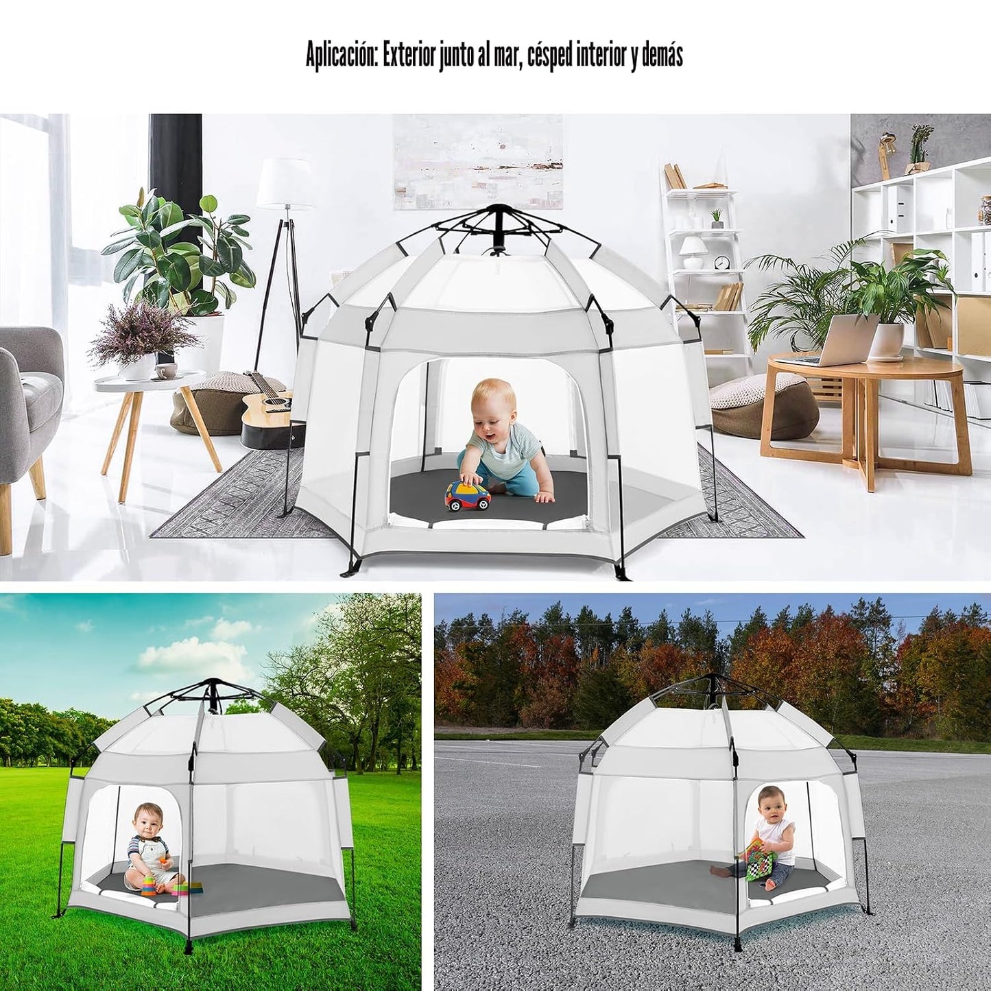 Bend River - Corralito para bebés con dosel, tienda de campaña hexa...
