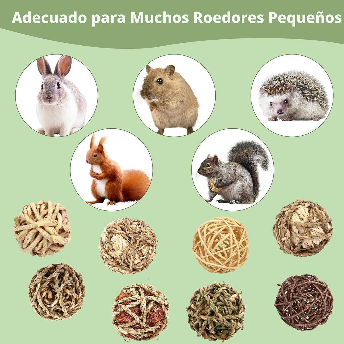 VESPRO Bolas de Hierba Masticable para Conejos, (8 Piezas) Juguetes...
